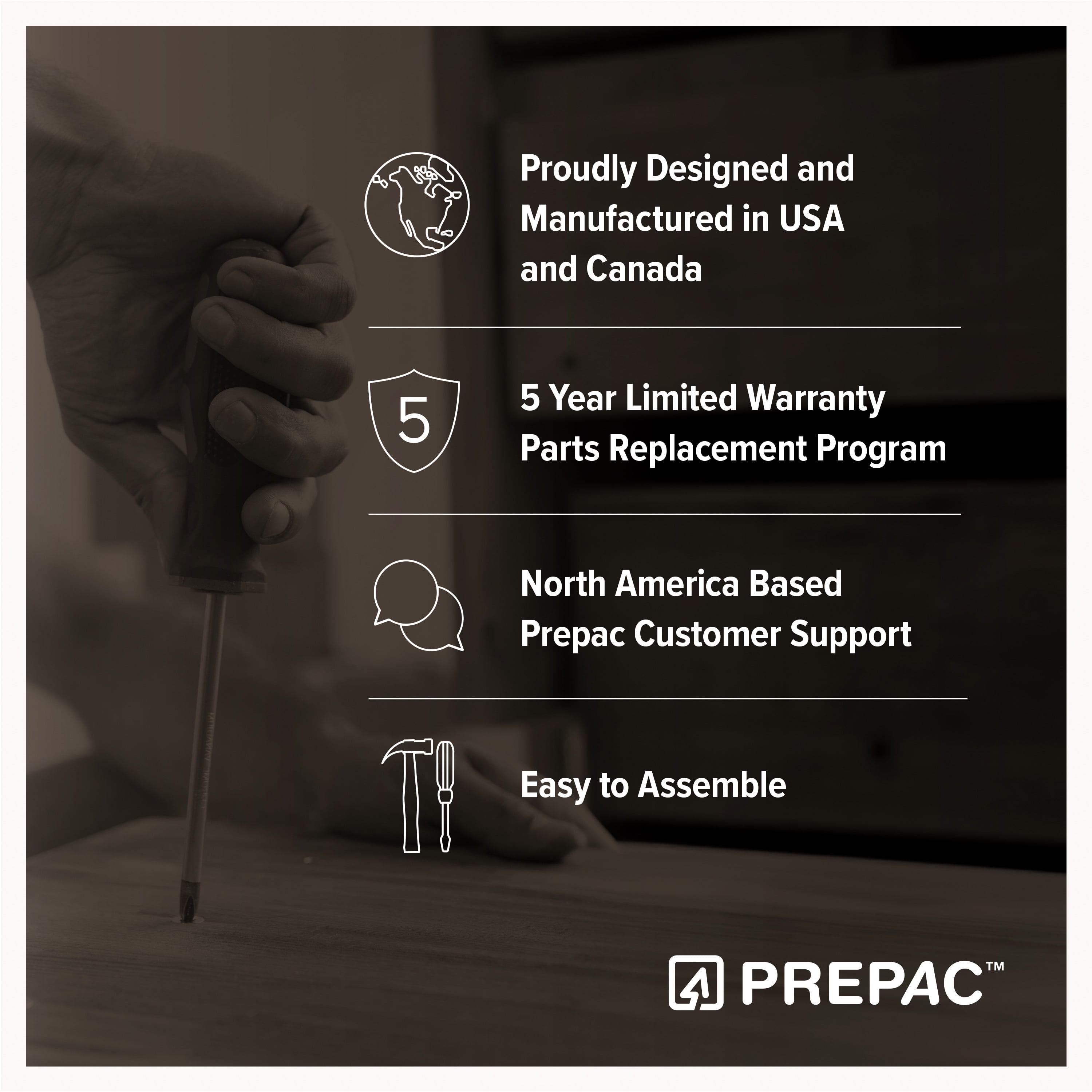 Prepac Sonoma 5-Drawer Bedroom Chest, Washed Black - Image 7