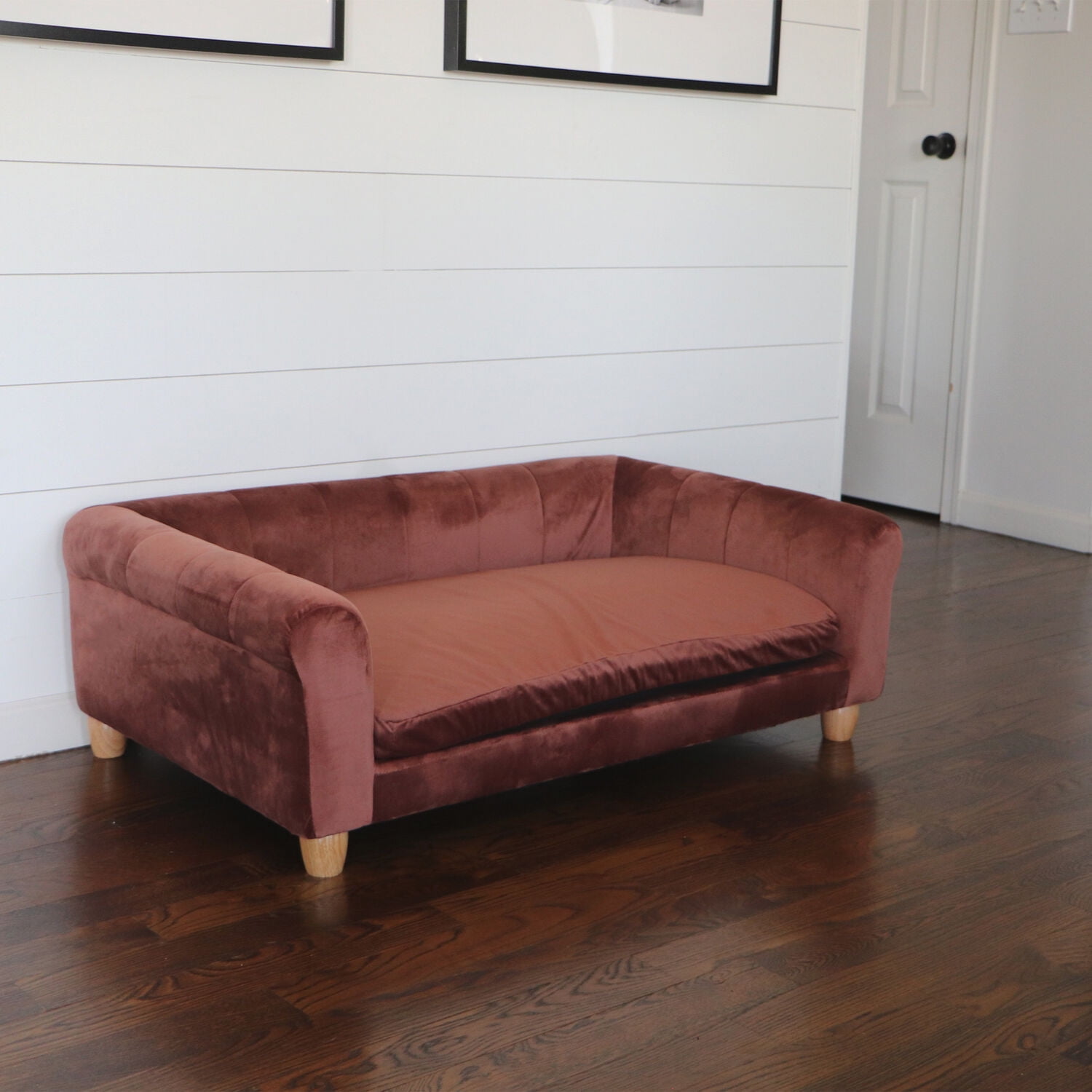 Critter Sitters 42-in. Elegant Brown Faux-Velvet Rectangle Dog Pet Bed - Image 7