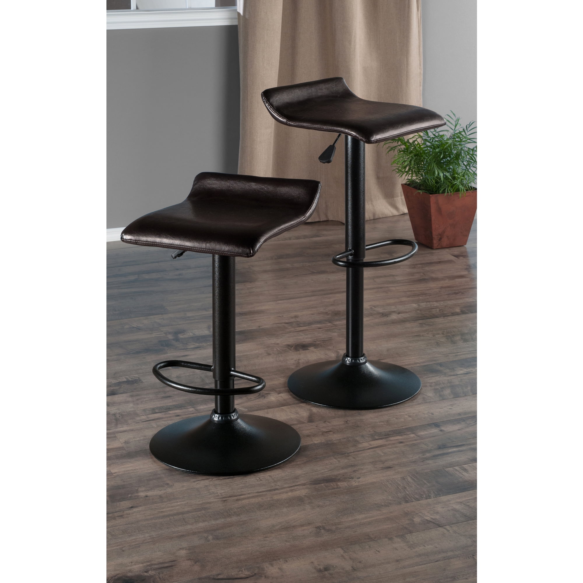 Winsome Wood Paris 2-Pc Adjustable Swivel Stool Set, Black & Espresso Finish - Image 5