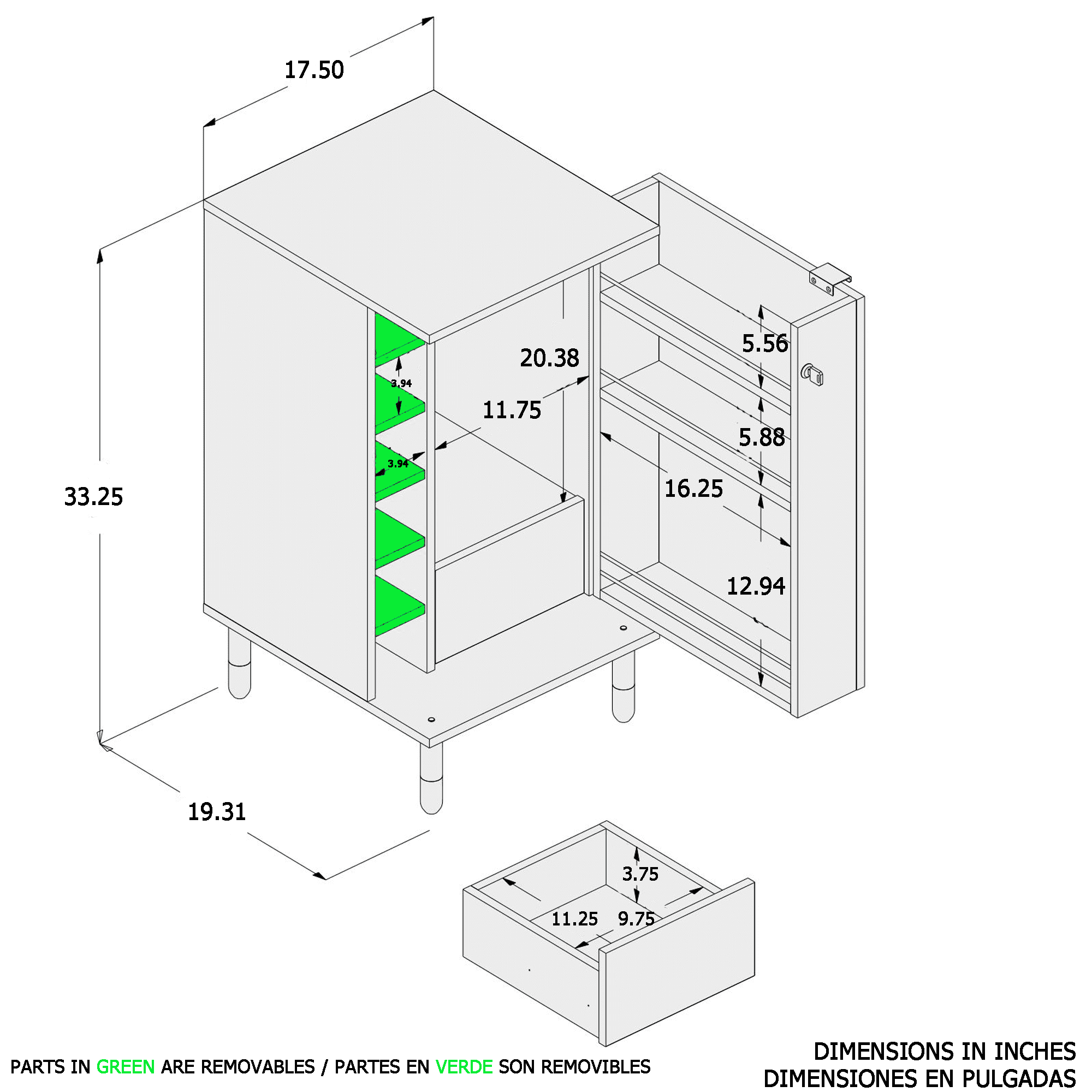 Boahaus Wrexham Modern Bar Cabinet, 1 Door, 6 Wine Racks, 1 Drawer, Brown - Image 5