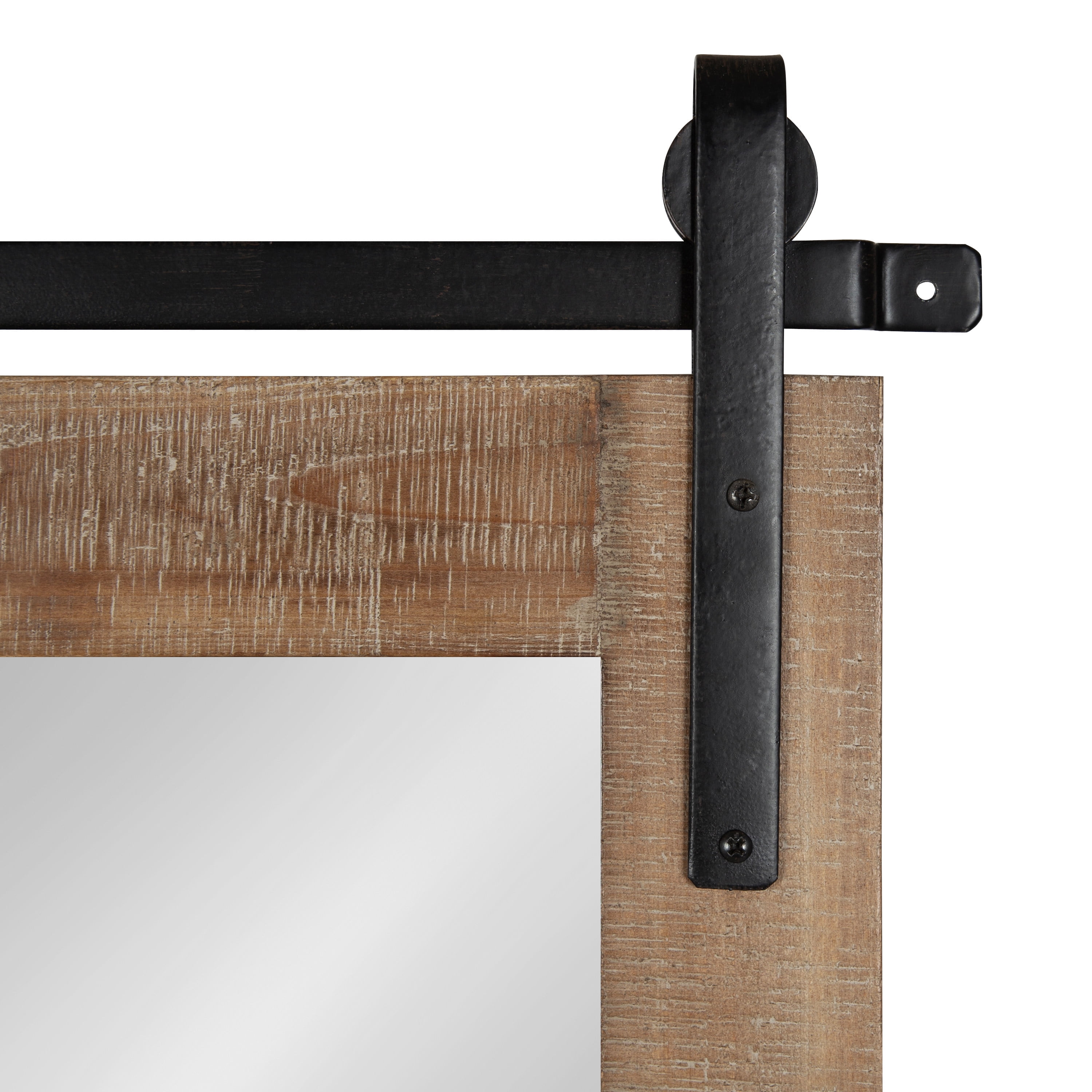 Kate and Laurel Cates Rustic Wall Mirror, 22" x 30" Rustic Brown, Farmhouse Barn Door-Inspired Wall Decor - Image 4