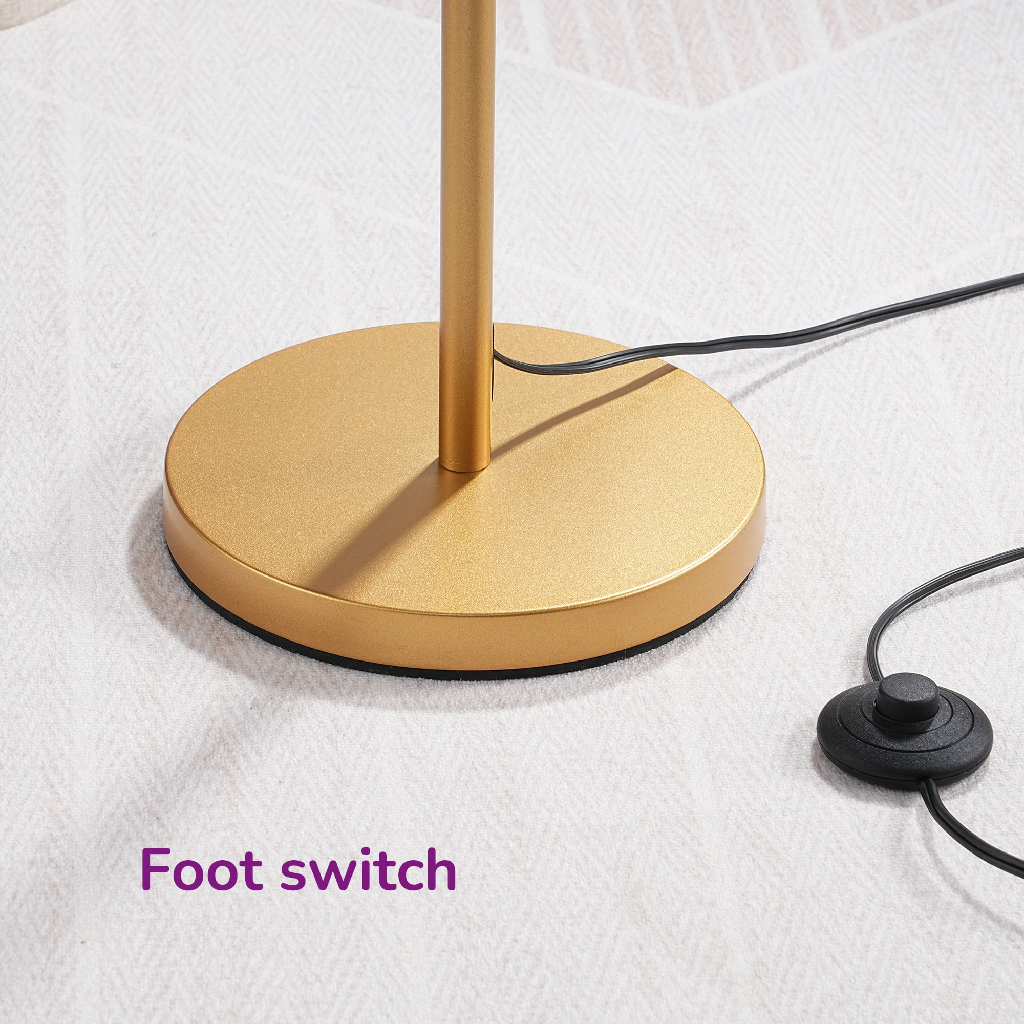 EDISHINE 62in Modern Arc Gold Floor Lamps for Living Room, Metal Standing Lamps with Foot Switch for Bedroom, Office, Home Decor - Image 2