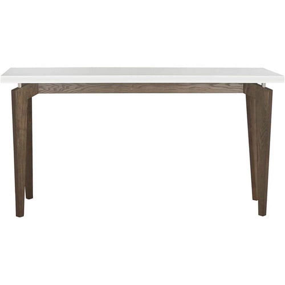 SAFAVIEH Josef Retro Lacquer Floating Top Console Table, White/Dark Brown - Image 2