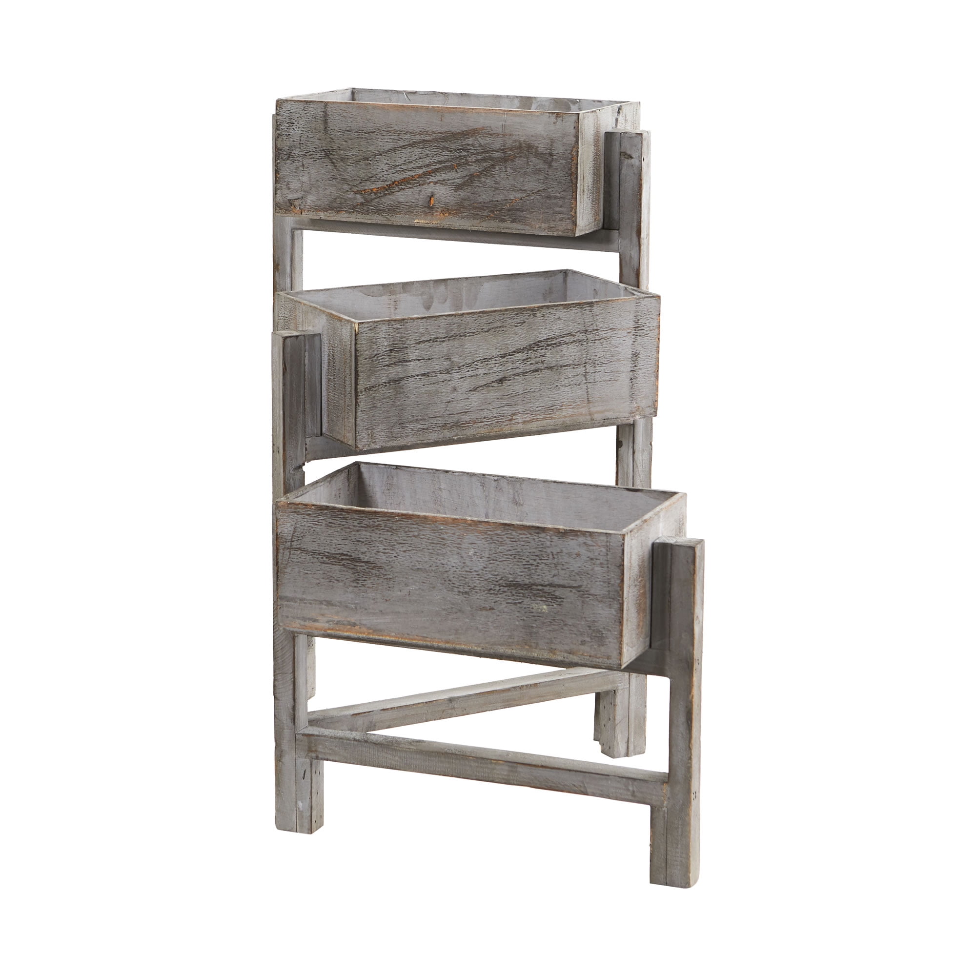 Nearly Natural 22"W Gray Wooden Washed Expandable Decorative Planter - Image 3