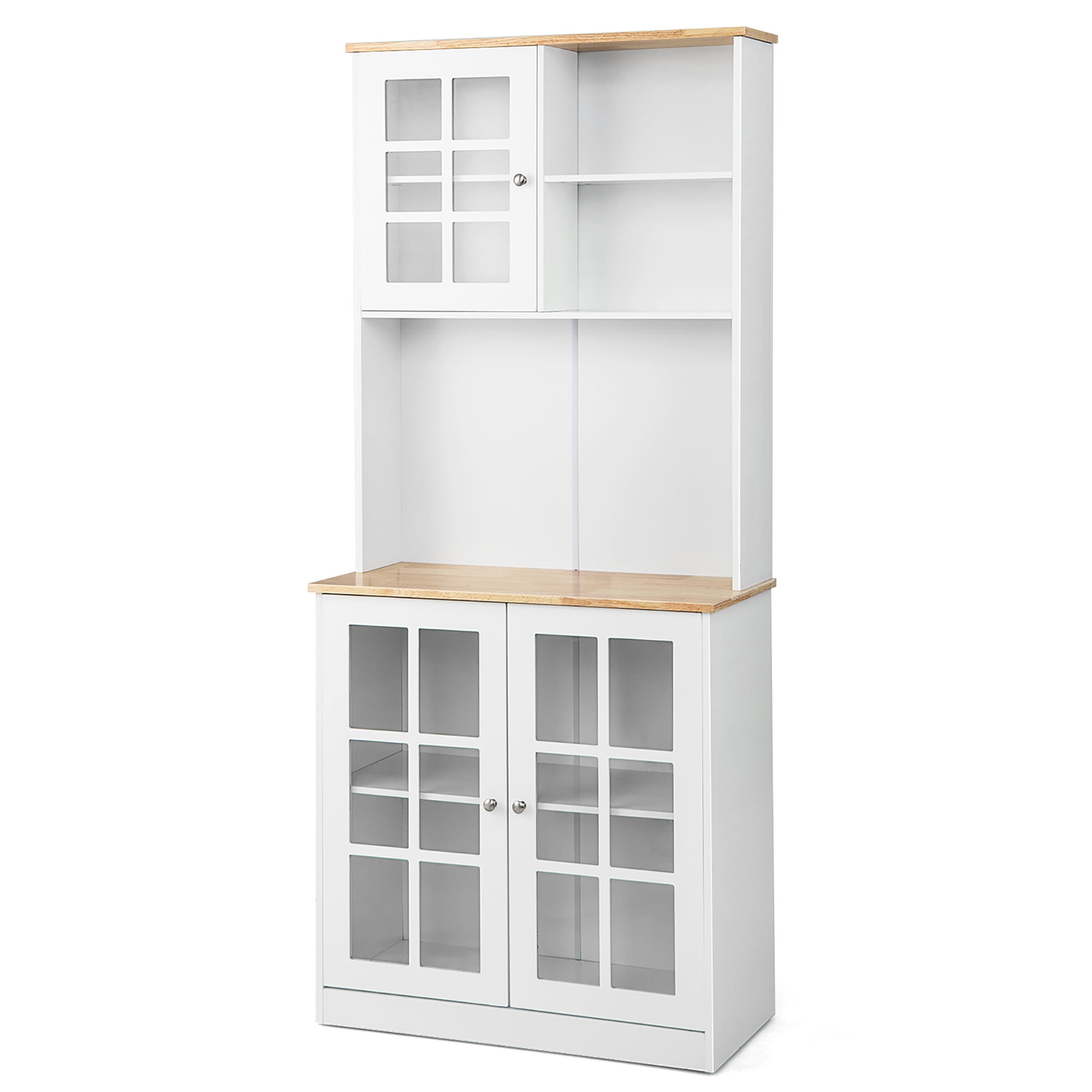 Costway 72'' Freestanding Pantry Cabinet Kitchen Buffet Sideboard Hutch with 3 Doors White - Image 10
