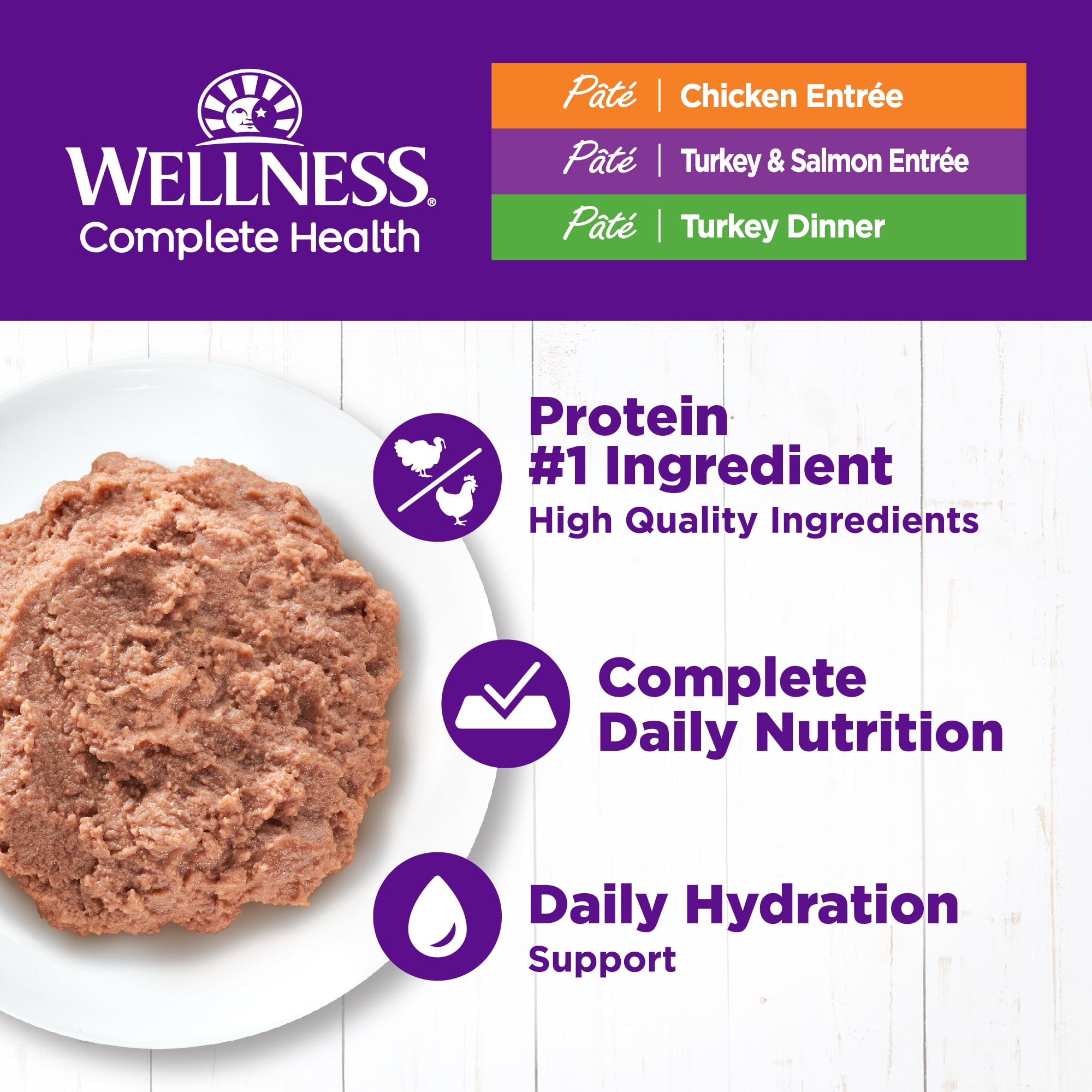 Wellness Complete Health Pate Adult Wet Cat Food, Natural, Protein-Rich, Grain Free, 3 Ounce , 24 Pack, (Chicken & Turkey Variety Pack) - Image 6
