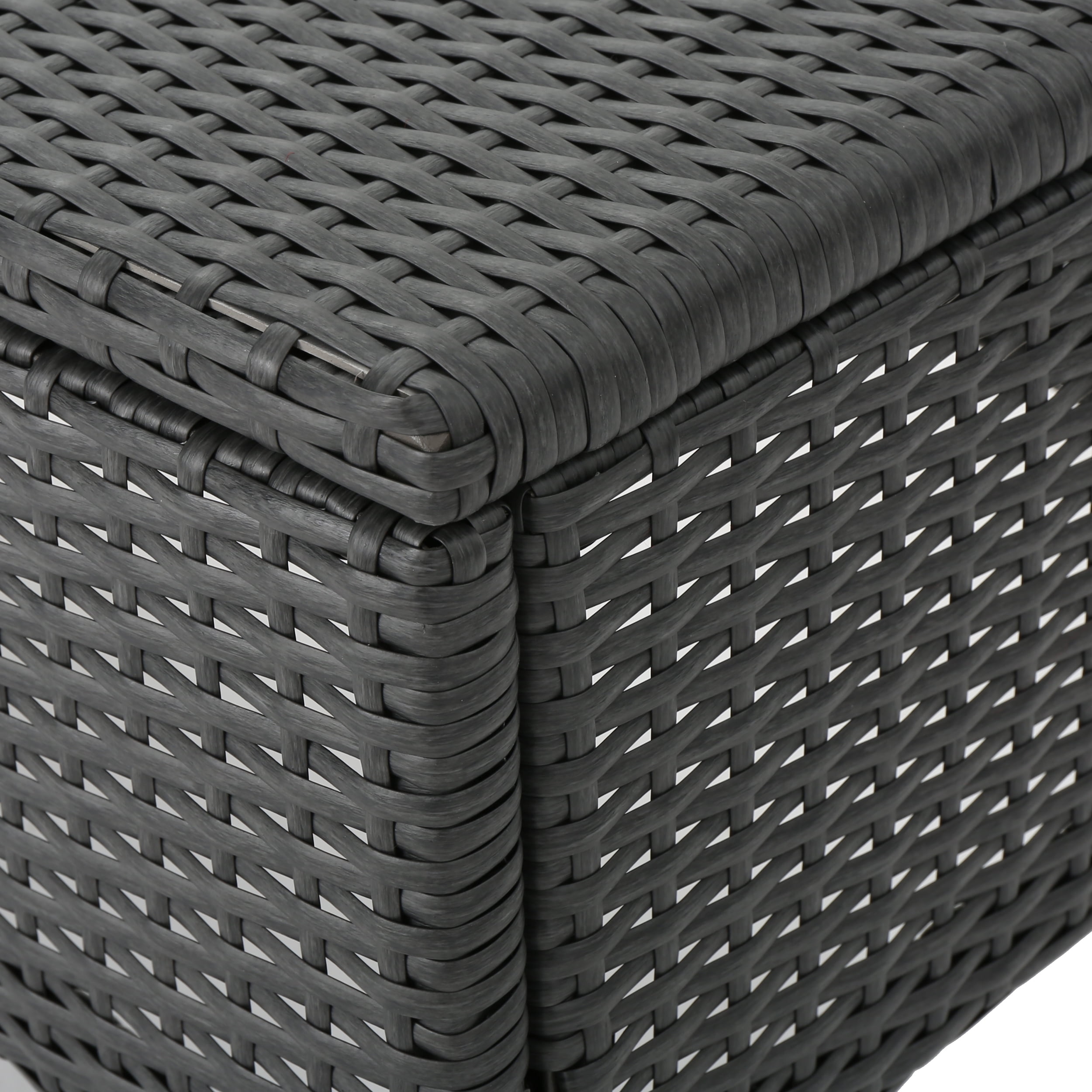 Zanoah Outdoor 4 Piece Wicker Chat Set with Water Resistant Cushions, Grey, Silver - Image 5