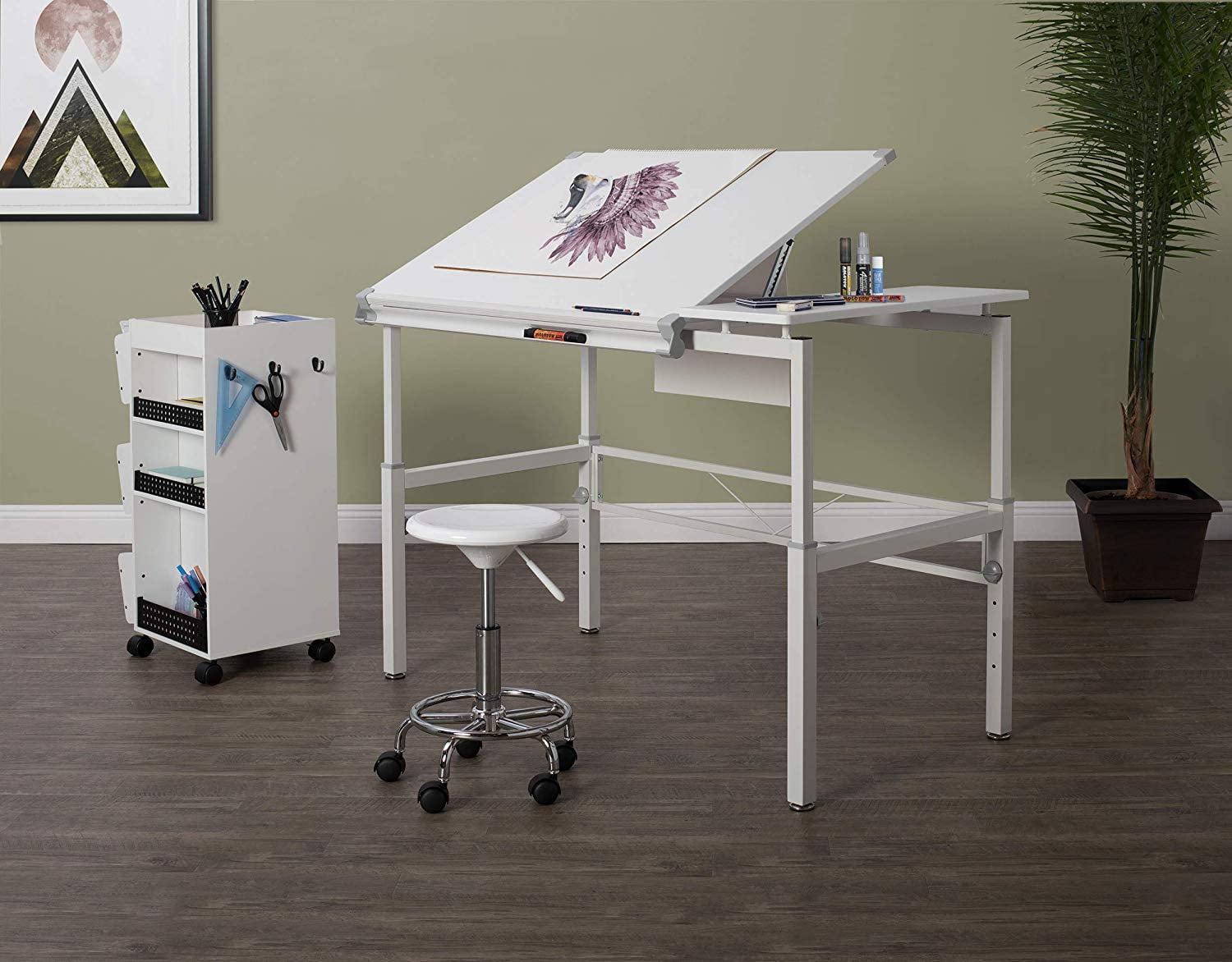 Studio Designs Graphix II White Split Top Crafting Table - Image 5