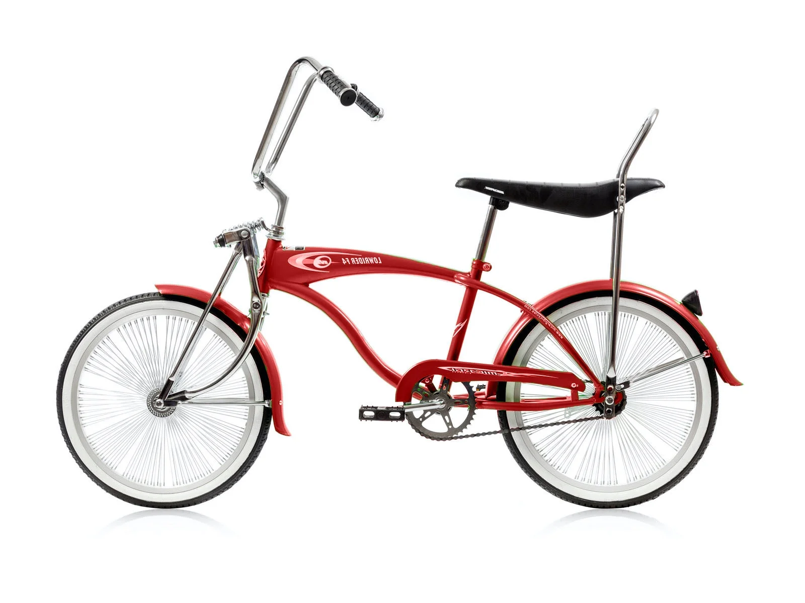 Wonder Wheels 20" Lowrider Hi-Ten Steel Coaster Brake Single Speed Bicycle, Bike, One Piece Crank Alloy Rims 140H - Red - Image 2