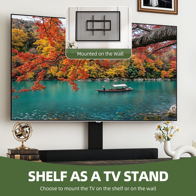 Uforic Farmhouse TV Stand with Mount for 60/65/70 inch TVs, Entertainment Center, Height Adjustable, Rustic Oak - Image 5