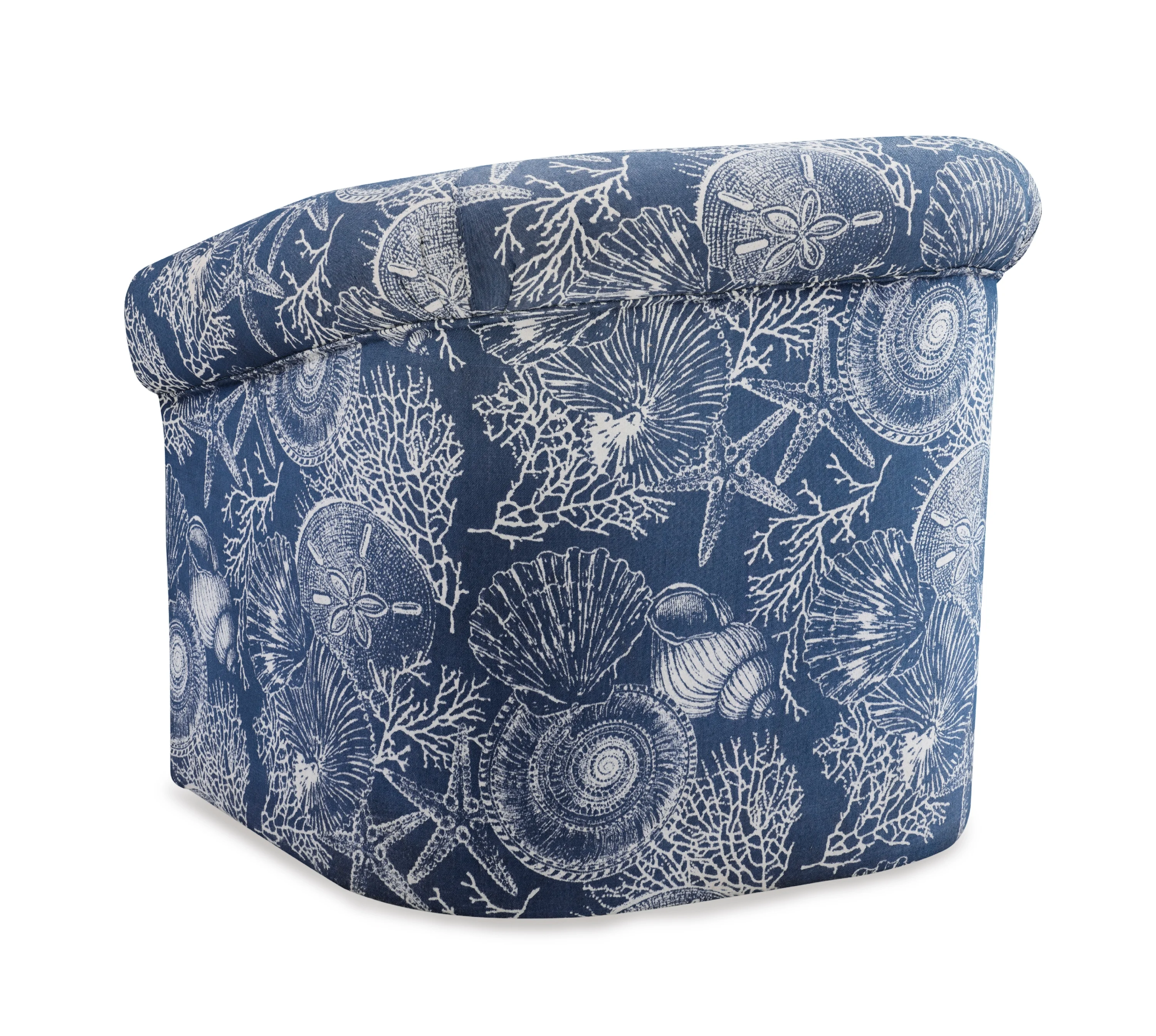 Grandee Club Chair with Swivel, Ocean Blue and White Coastal Pattern - Image 8
