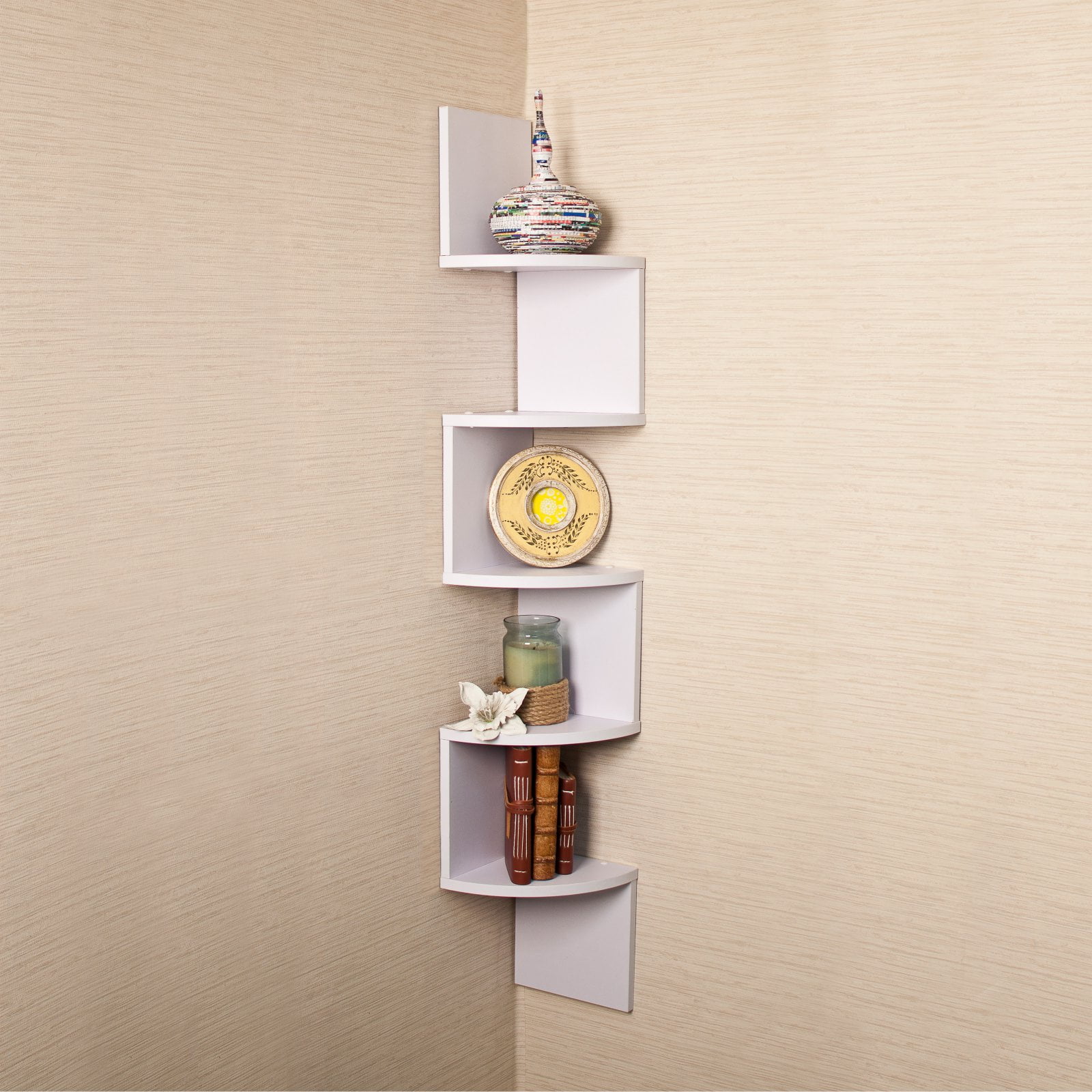 Danya B. Beech Large Laminate Veneer Corner Wall Mount Shelf - Image 2