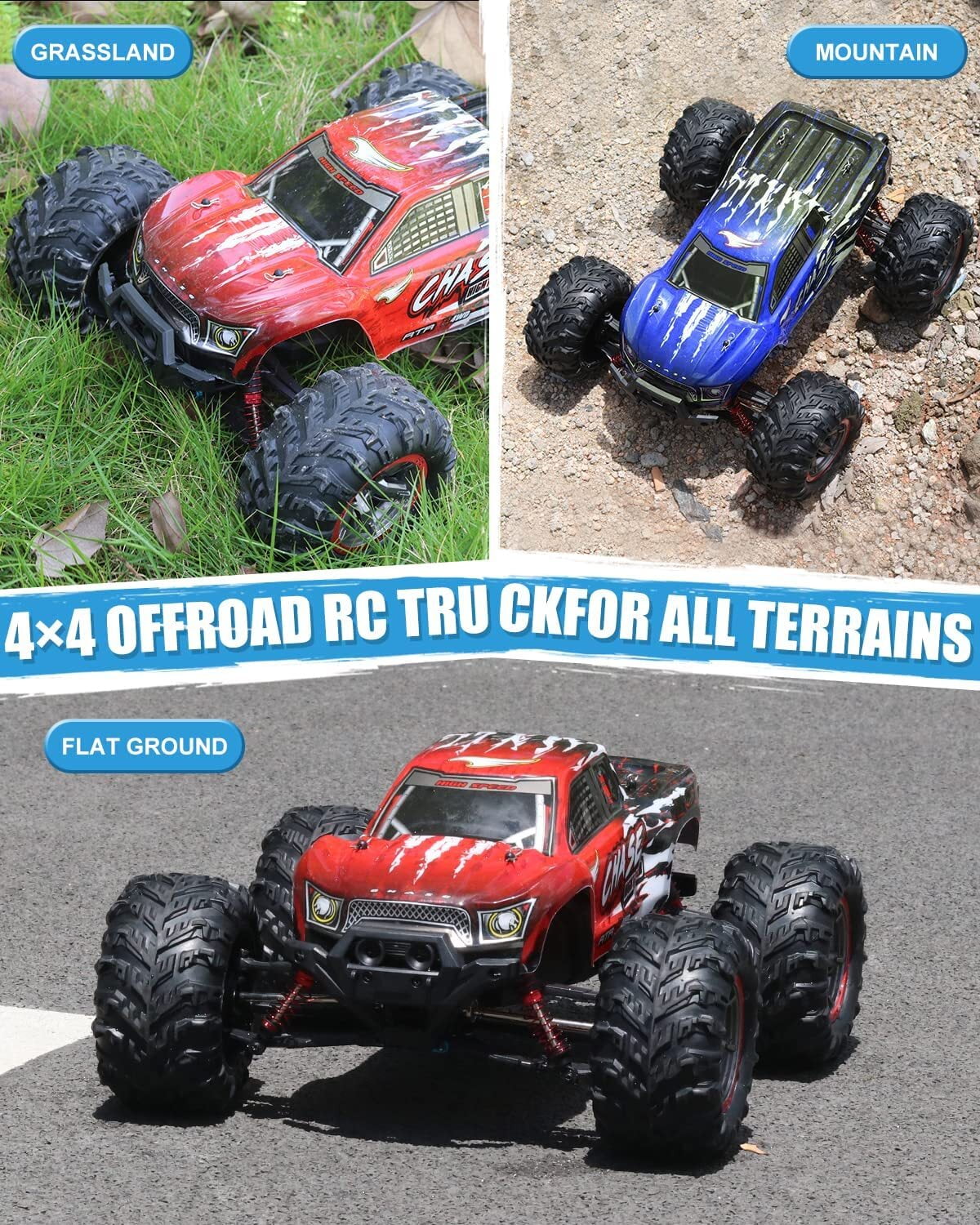 Beefunni Large Remote Control Car 1:10 Scale RC Cars High Speed 46+KM/H 4WD Waterproof Off-Road RC Trucks Gifts for Adults and Boys - Image 7