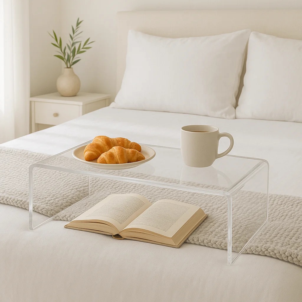 Lavish Home Acrylic Side Table, Multipurpose C Shaped End Table, Laptop Lap Desk, Modern Acrylic Furniture for Living Room, Bedroom and Office - Image 7