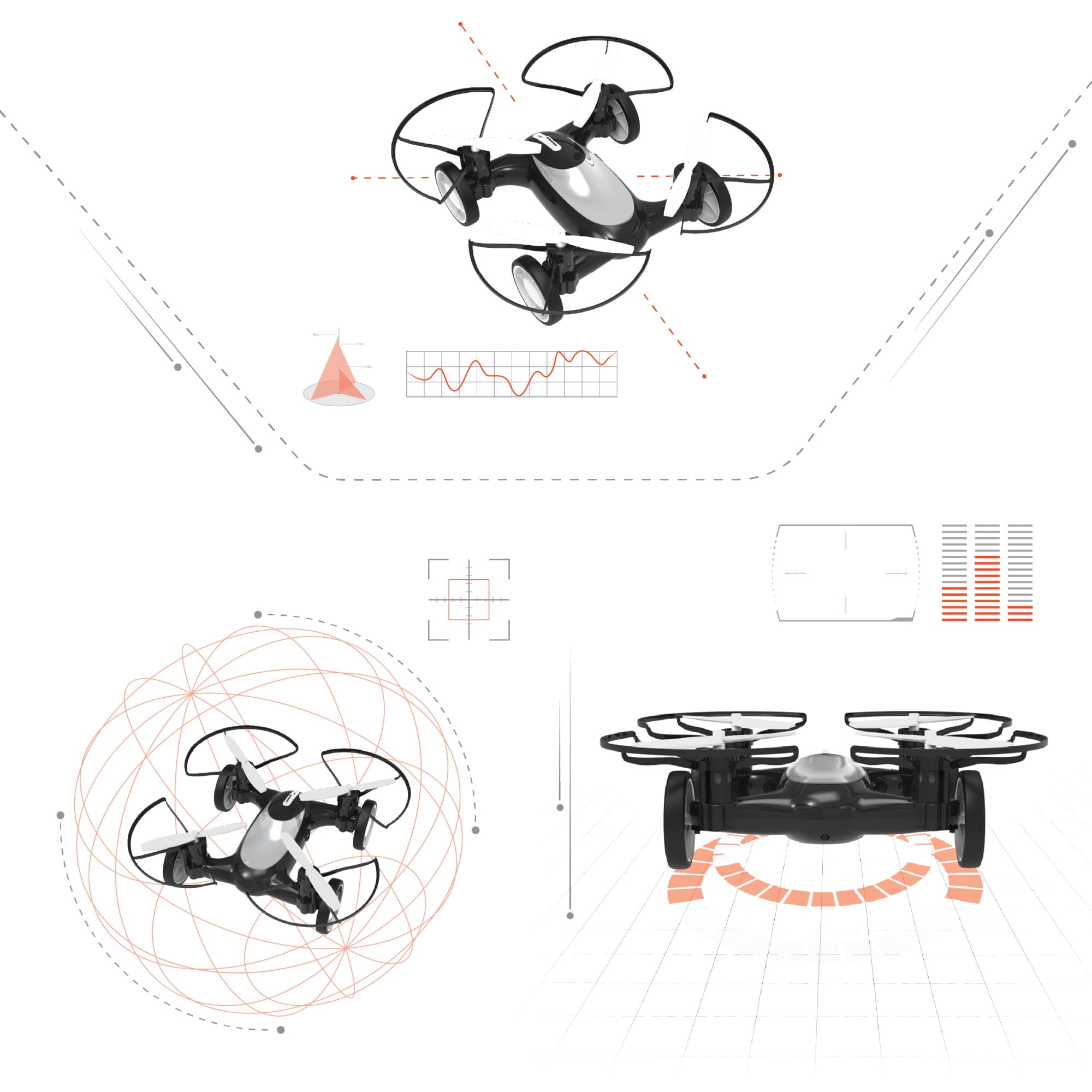 Sharper Image® Toy Fly+Drive Dual-Function Vehicle Drone, Black, 5.5 in x 5.51 in - Image 6