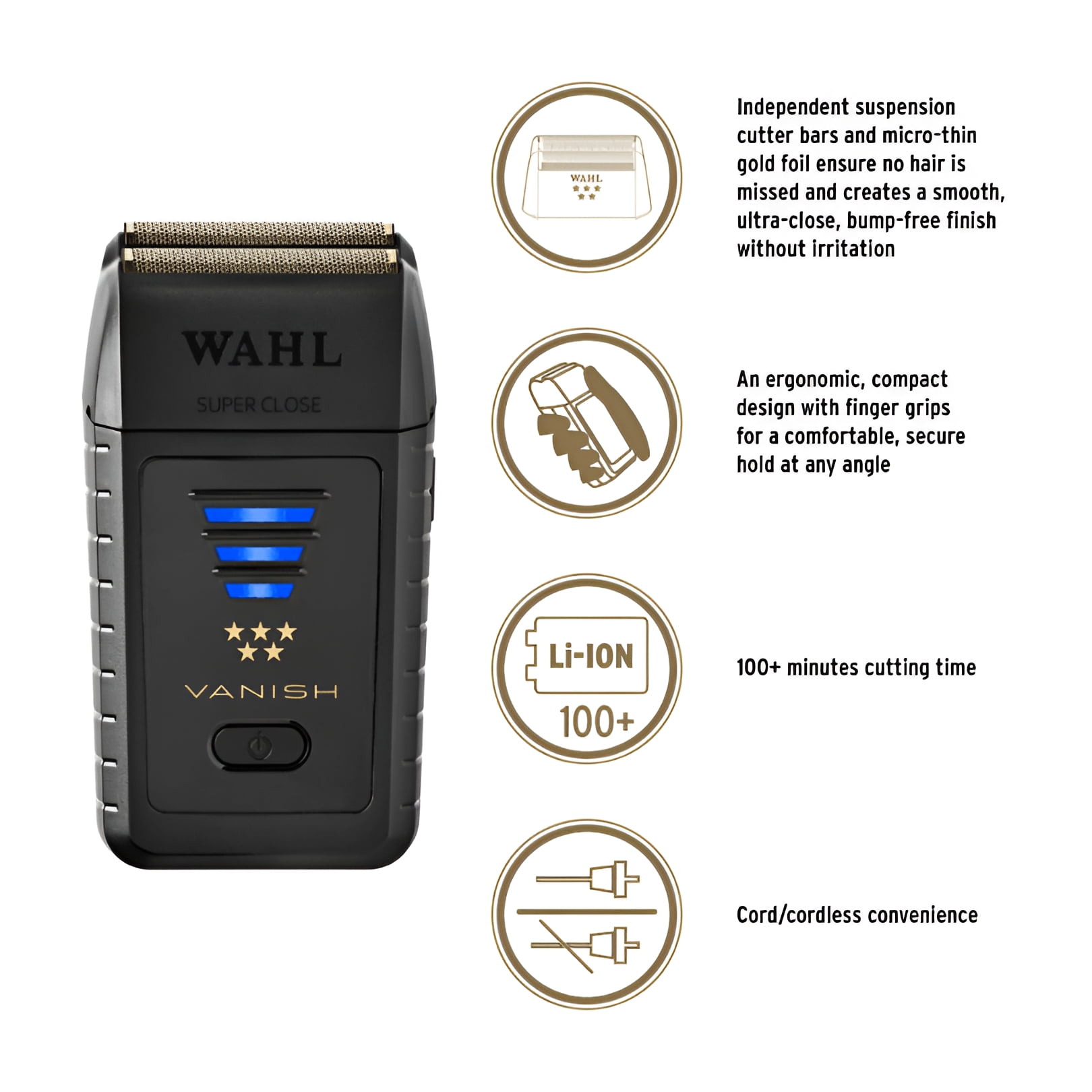 Wahl Professional 5 Star Vanish Shaver, Lithium-Ion Battery, Pop-Out Foil Bars, Ergonomic Design, 100 Minutes Runtime, Lithium-Ion Battery - Image 2