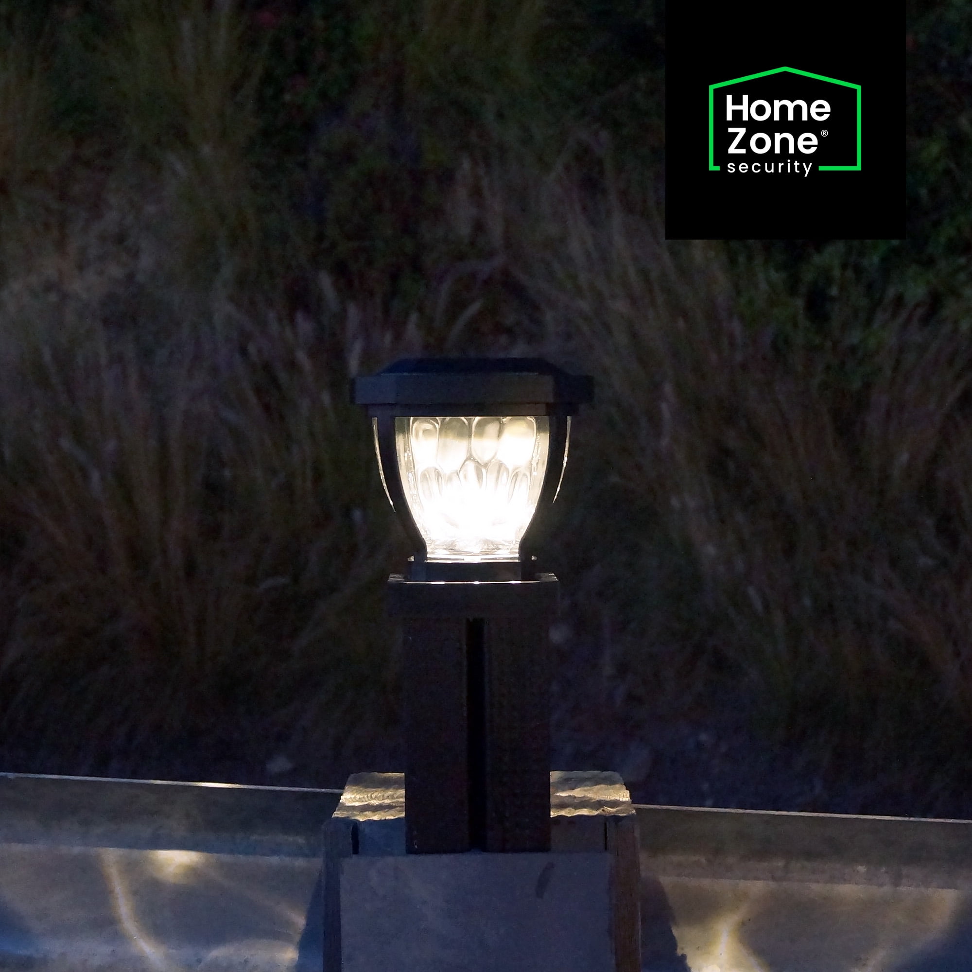 Home Zone Security Solar Post Cap Lights - Decorative Glass LED Outdoor Fits 3.5 x 3.5 in. Post Lights, Black (12-Pack) - Image 2