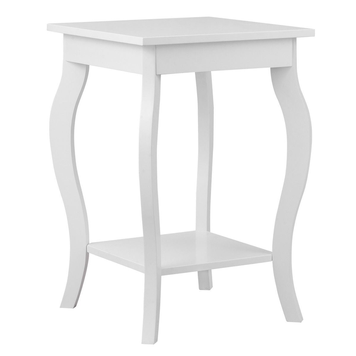 Gymax Set of 2 Accent Side Table Sofa End Table Night stand Coffee Table w/ Shelf White - Image 3