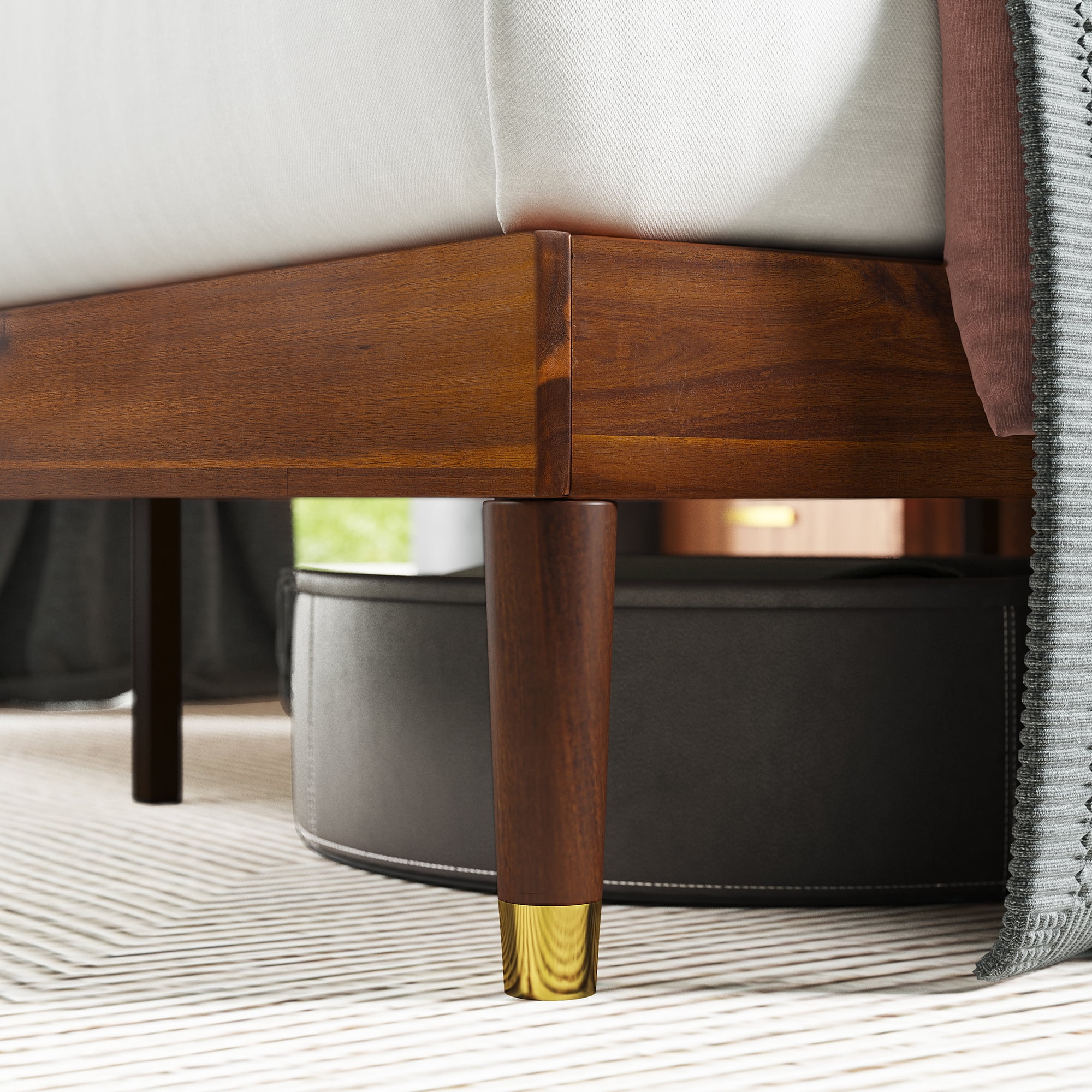 Zinus Raymond 38" Wood Platform Bed Frame with Adjustable Upholstered Headboard, Queen - Image 2