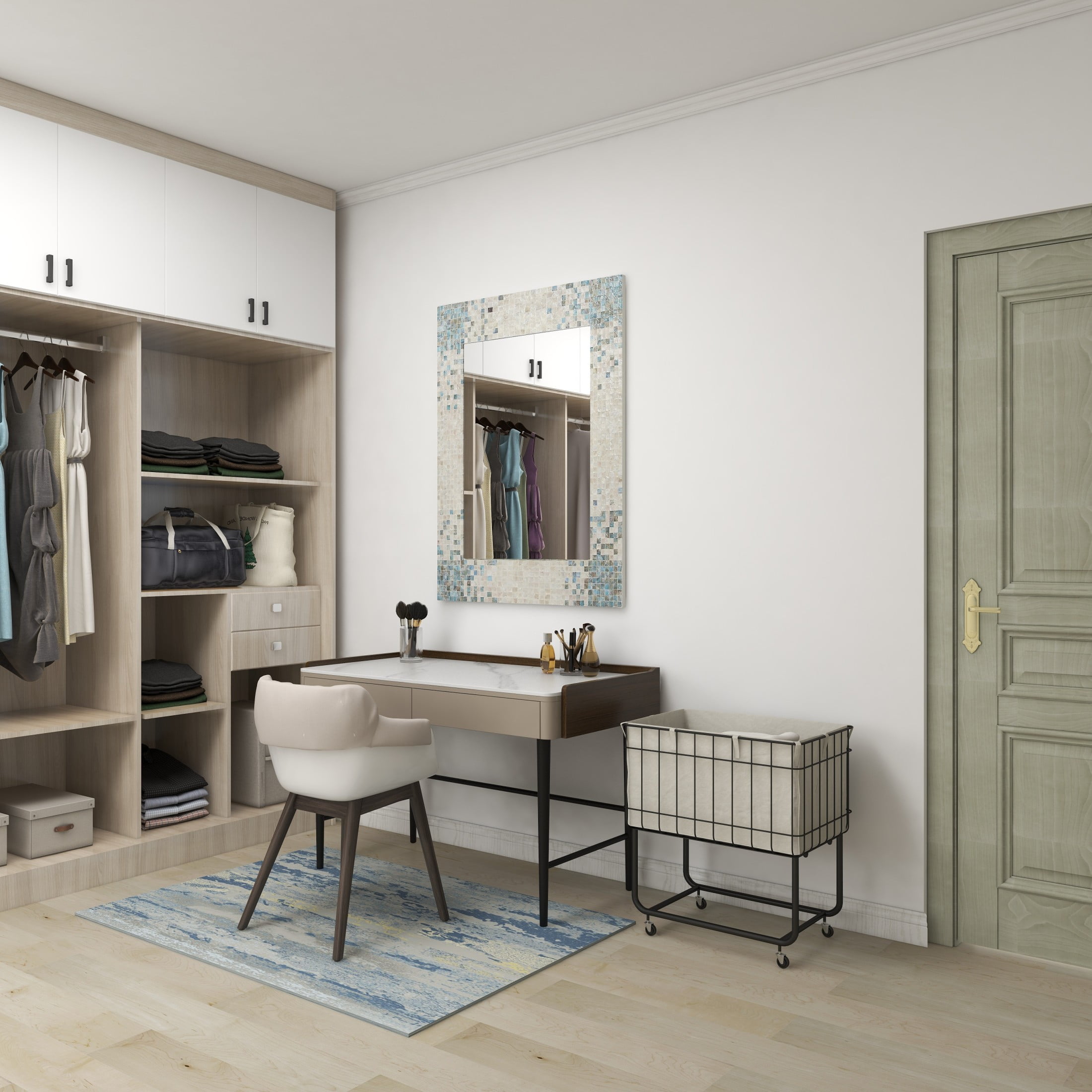 DecMode Black Metal Deep Set Wire Basket Storage Cart with Wheels and Fabric Lining - Image 4