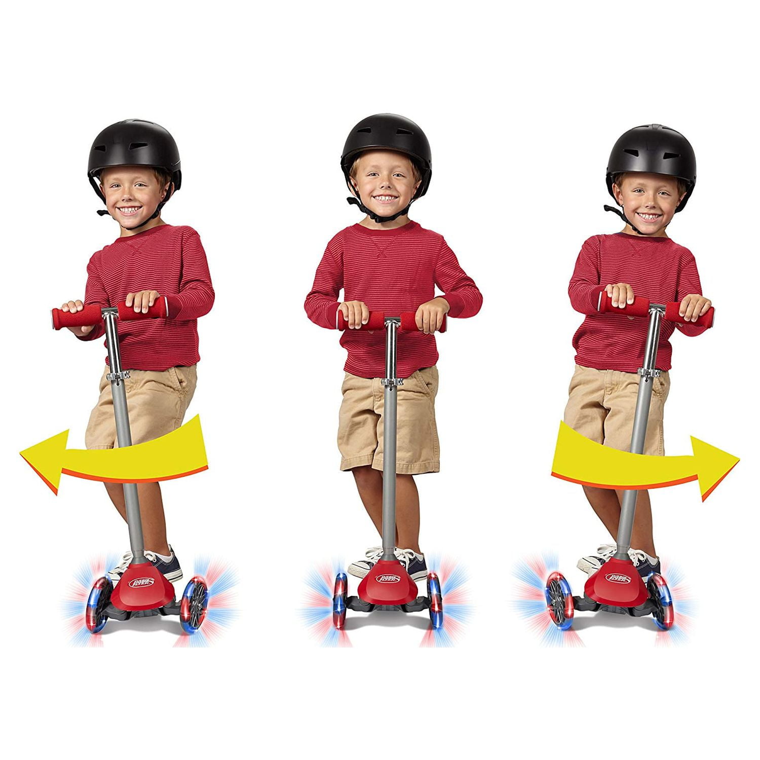 Radio Flyer Lean 'n Glide Kids 3-Wheel Scooter With Light-up Wheels, Red - Image 2