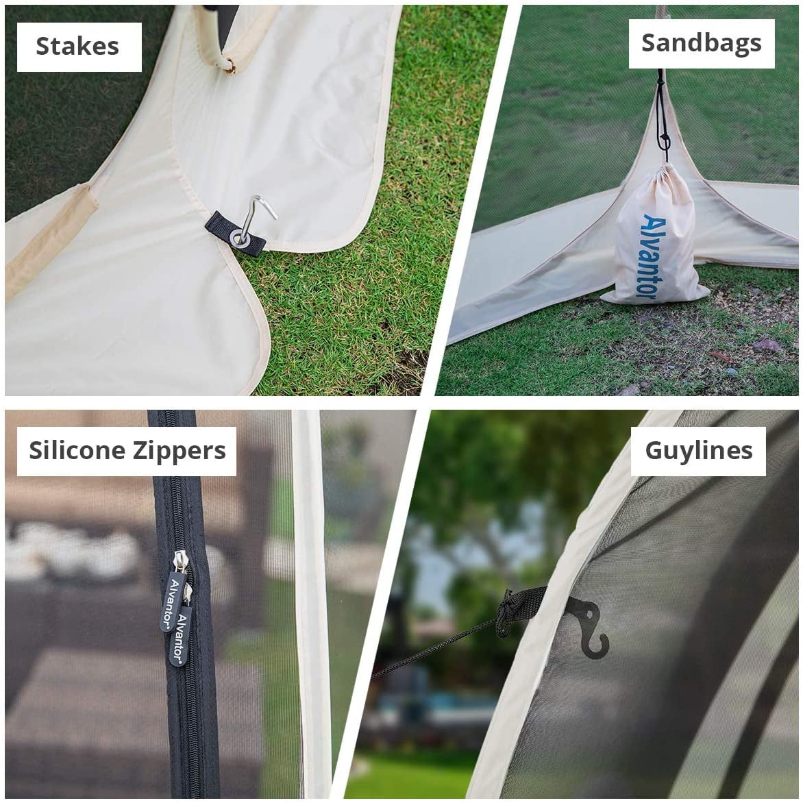 Alvantor Bubble Tent Pop up Canopy Family Camping Gazebo 10'Lx10W'x7'H Beige - Image 13