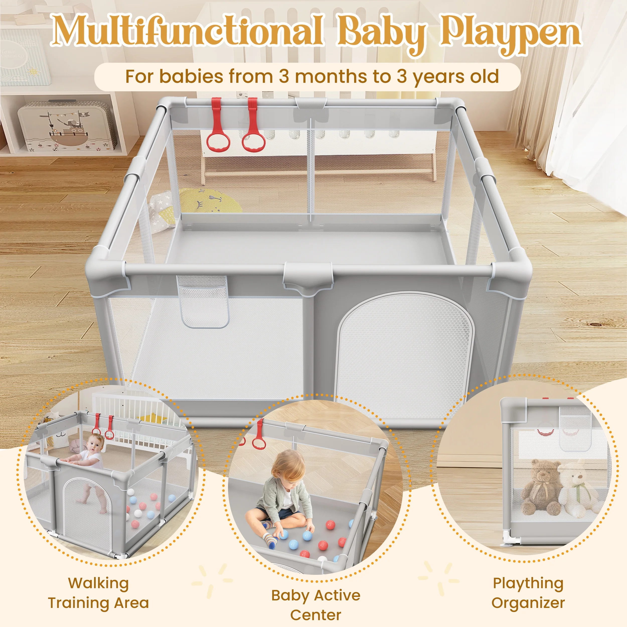 RELOIVE Baby Playpen, 50x50 inch Large Playpen for Babies and Toddlers Sturdy Safety Baby Play Yard with Breathable Mesh Baby Activity Center Play Pen for Indoor & Outdoor - Image 2