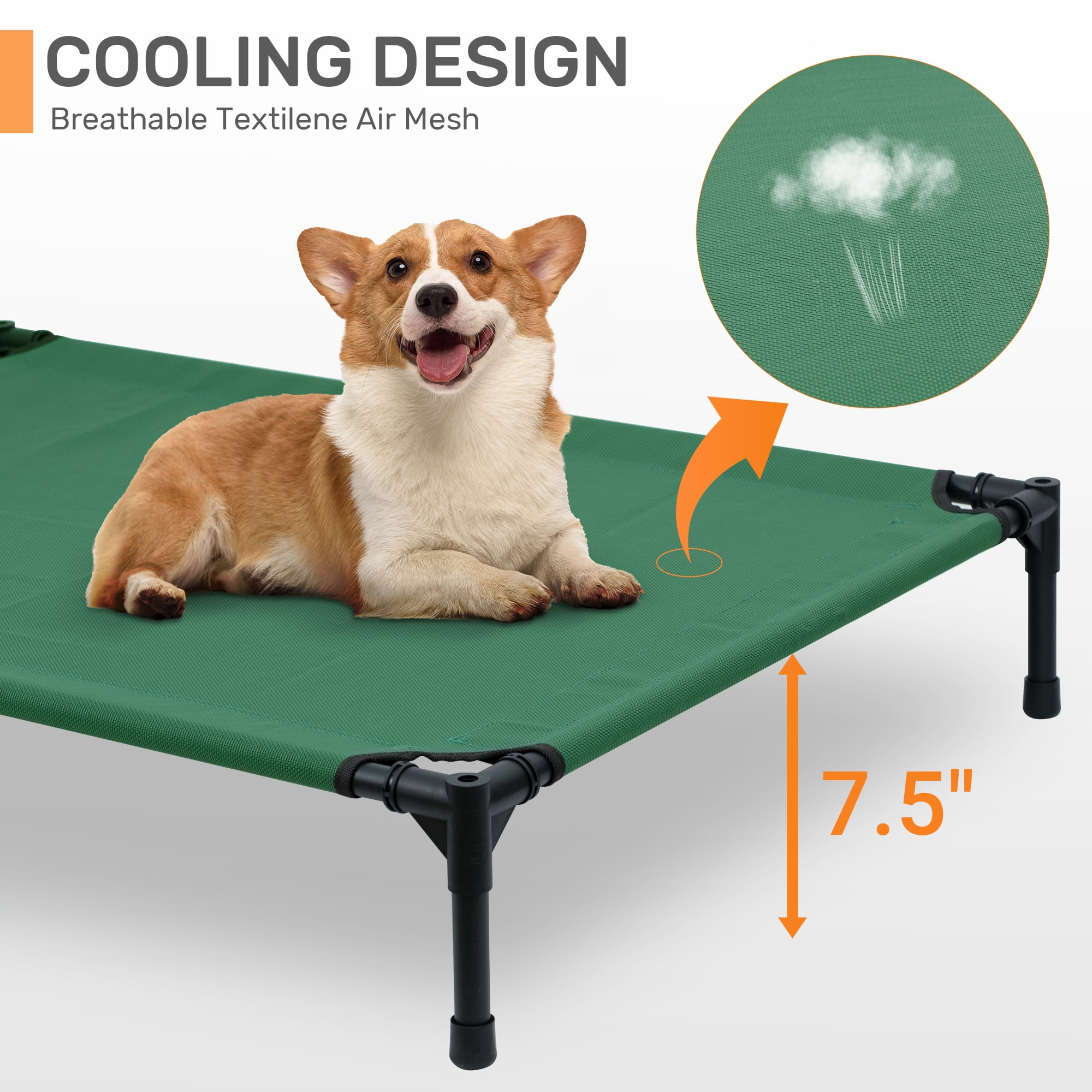 Niubya 48in Elevated Cooling Dog Bedy, Outdoor and indoor Portable Pet Cot with Removable Canopy, Green - Image 4