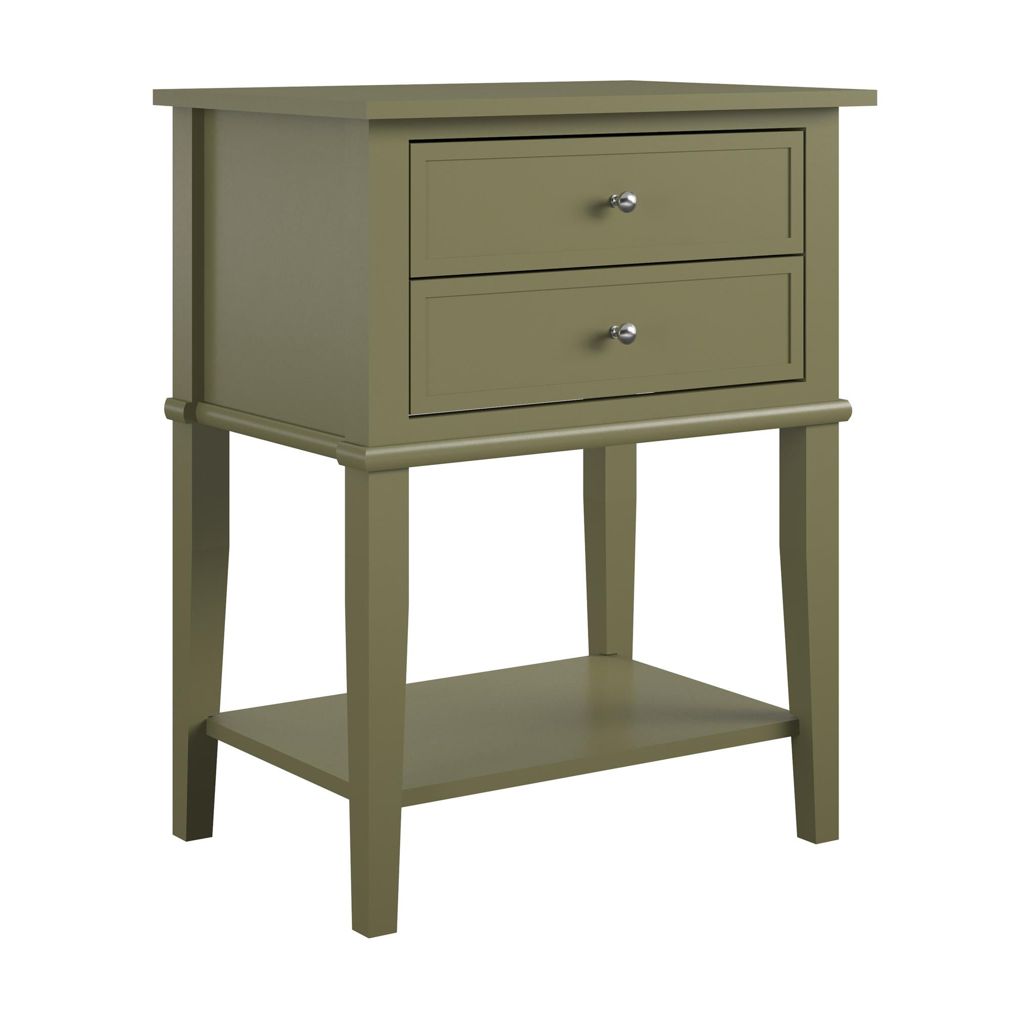 Desert Fields Eclectic Boho Accent Table with 2 Drawers, Olive Green - Image 4