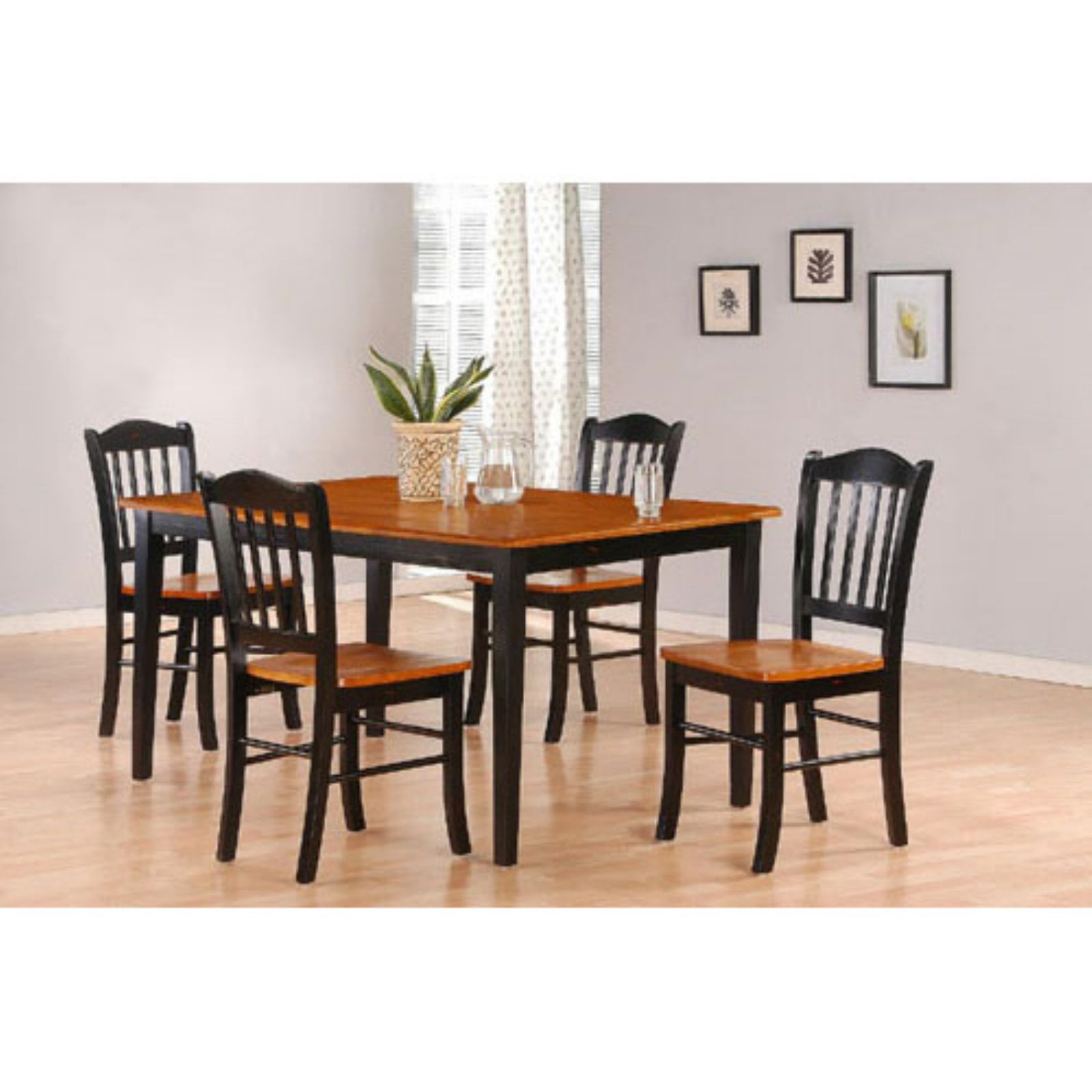 Boraam 5-Piece Shaker Dining Set with Black and Oak Finish - Image 2