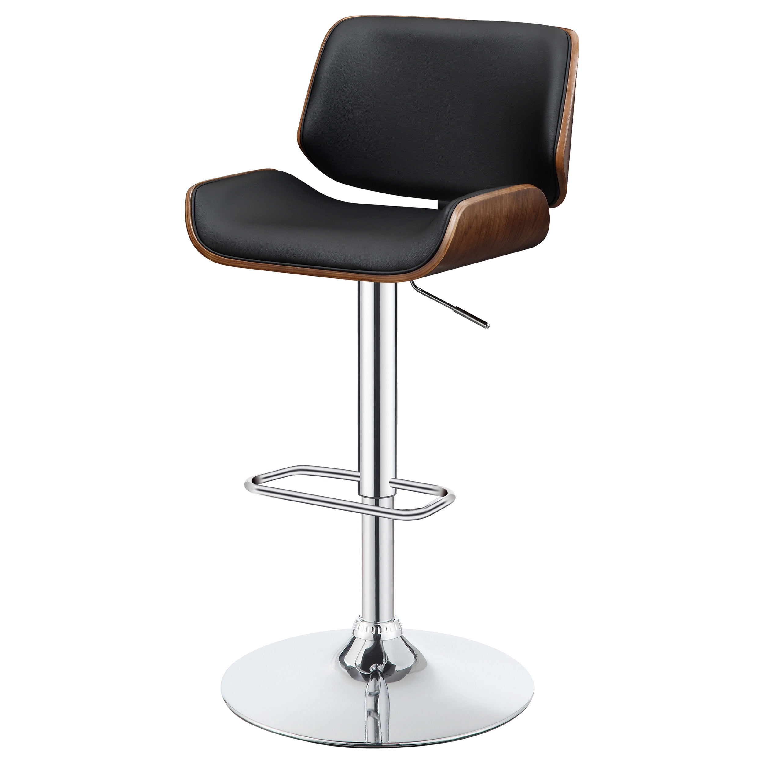 Folsom Upholstered Adjustable Bar Stool Black and Chrome - Image 12