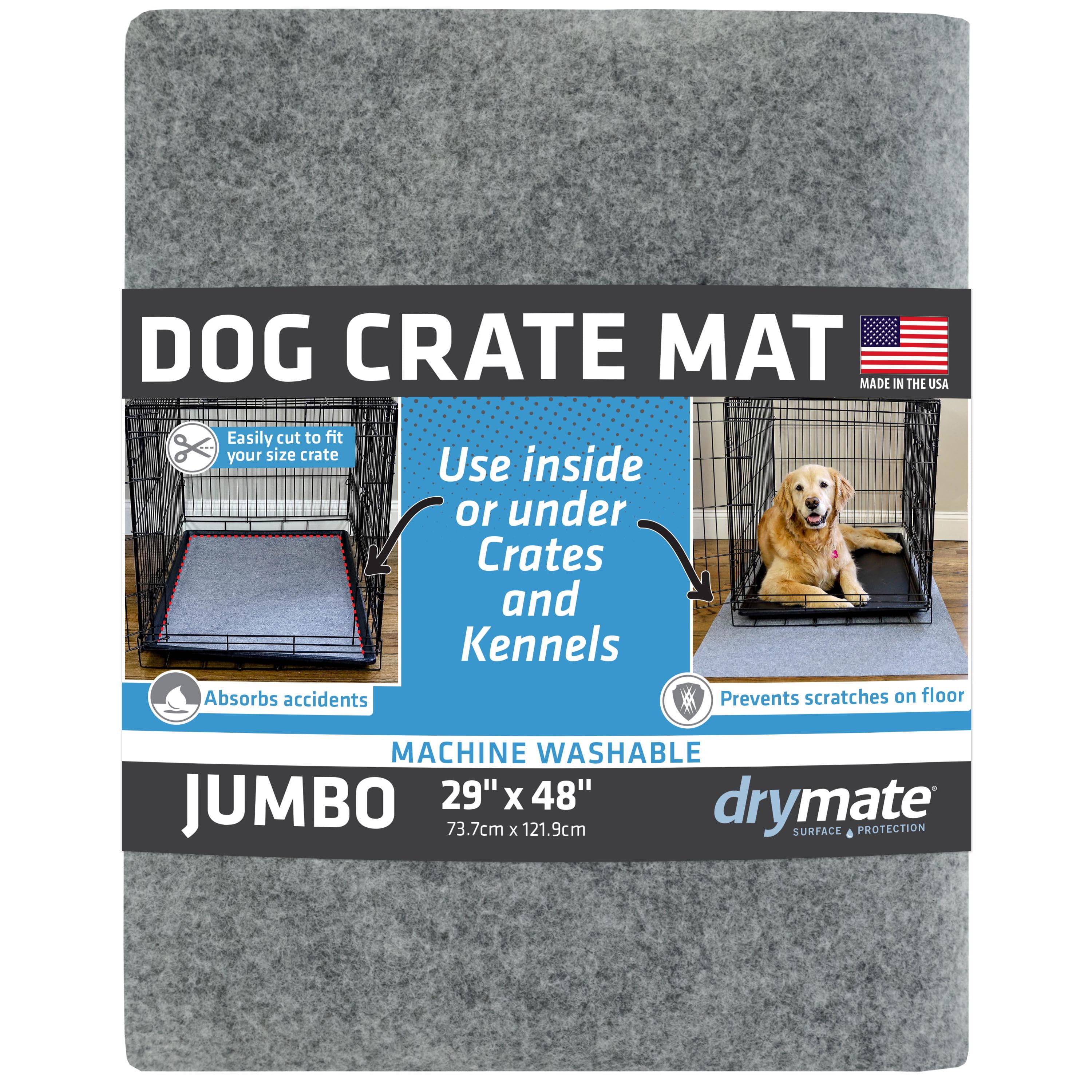 (5 pack) Drymate Dog Crate Mat Liner, Absorbent, Waterproof, Non-Slip, Machine Washable, Use Under Pet Cage to Protect Floors, Customizable, Light Grey, 48" x 29" - Image 9