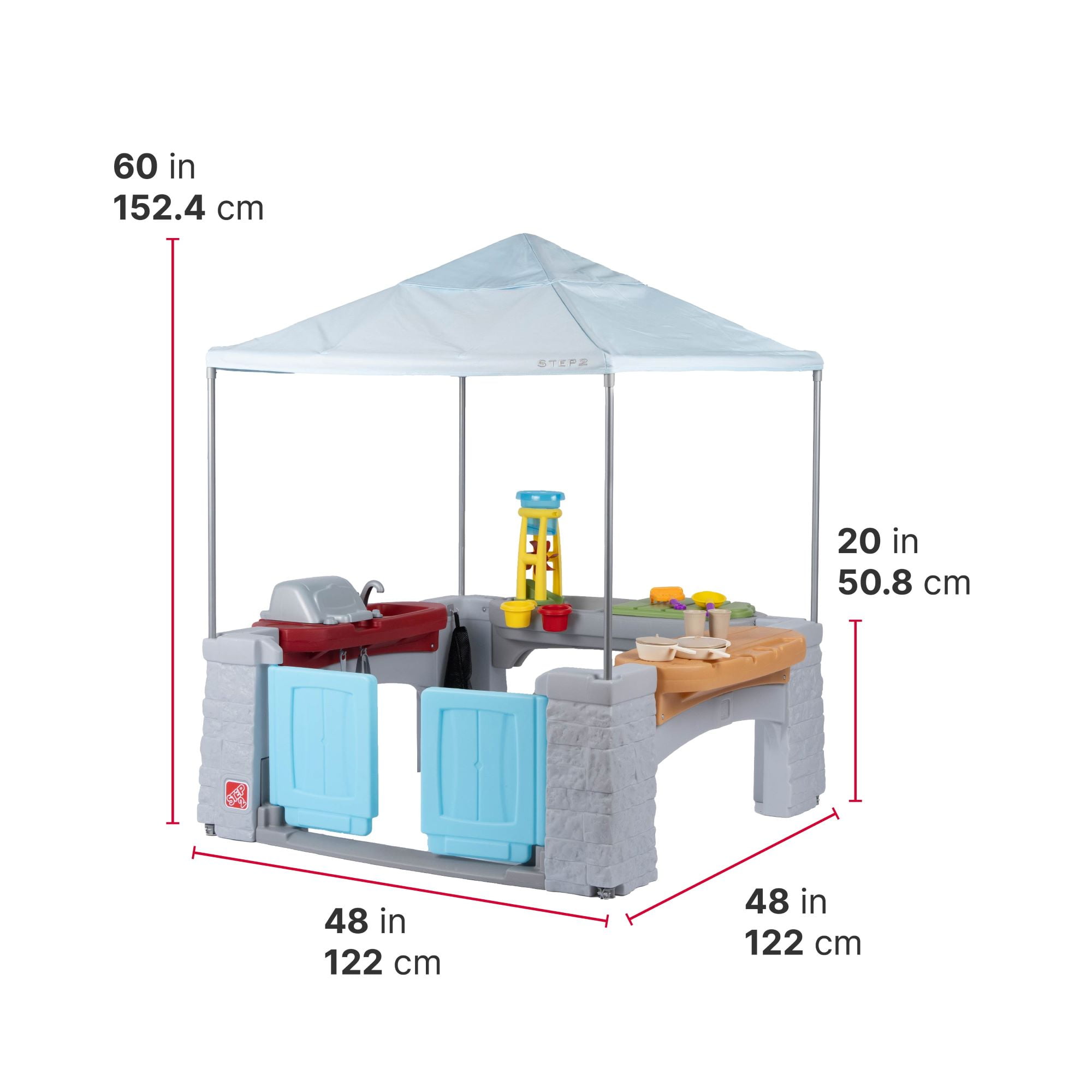 Step2 All Around Play Pavilion Gray Kids Plastic Playhouse for Outdoor Fun Ages 2 Years Plus - Image 5