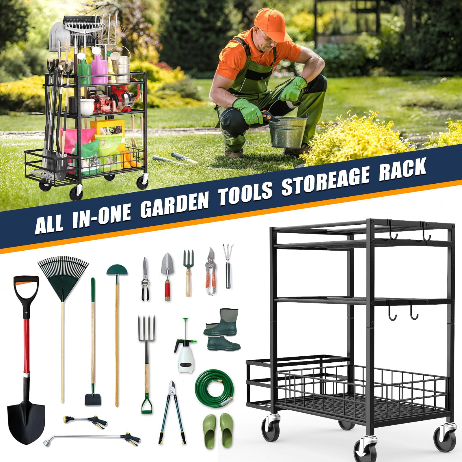 Emfogo Large Capacity Tool Boxes and Organizers, Iron Black, 47" x 16" x 24" - Image 4