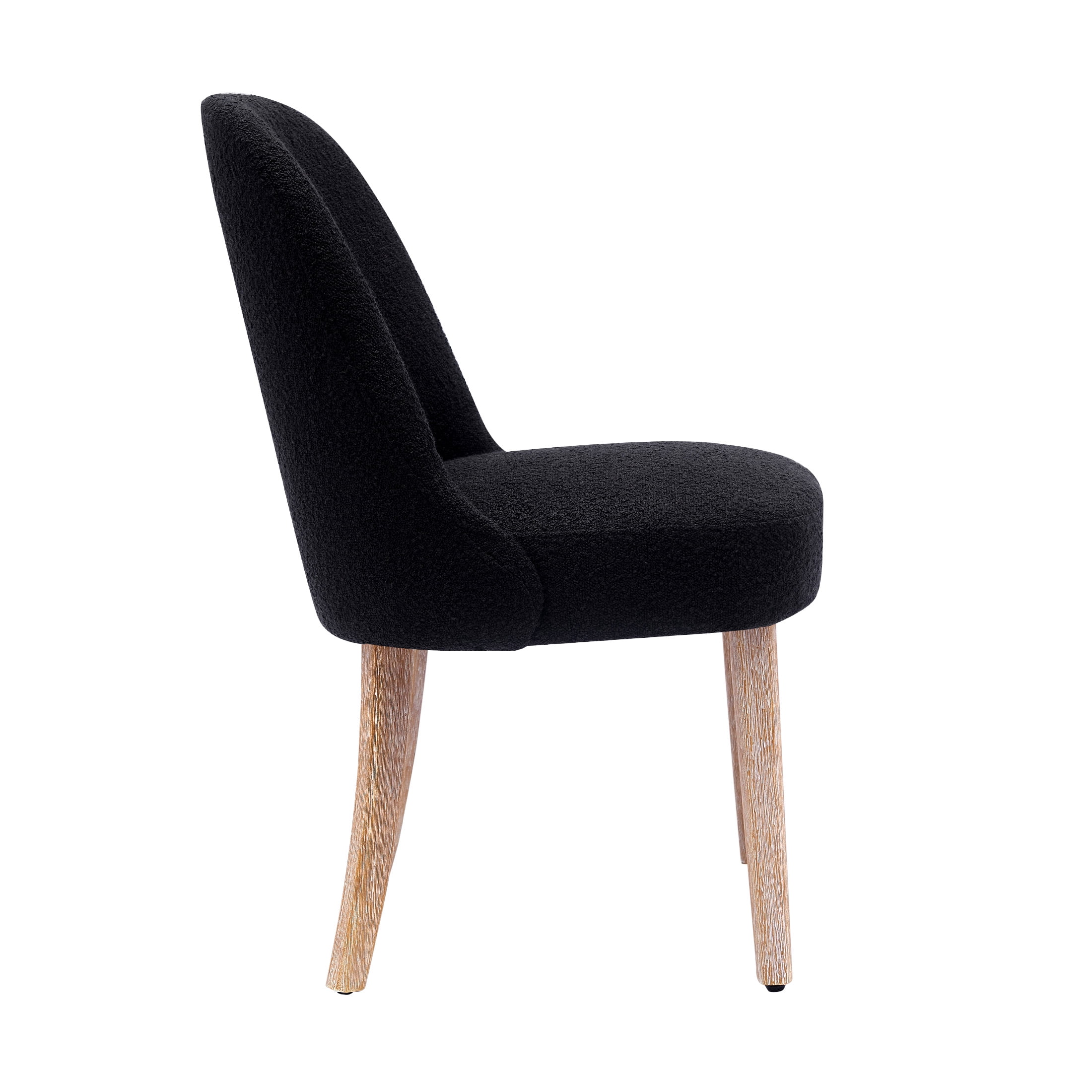 Contemporary Water and Stain Resistant Boucle Fabric Upholstered Dining Side Chair, Black - Image 3
