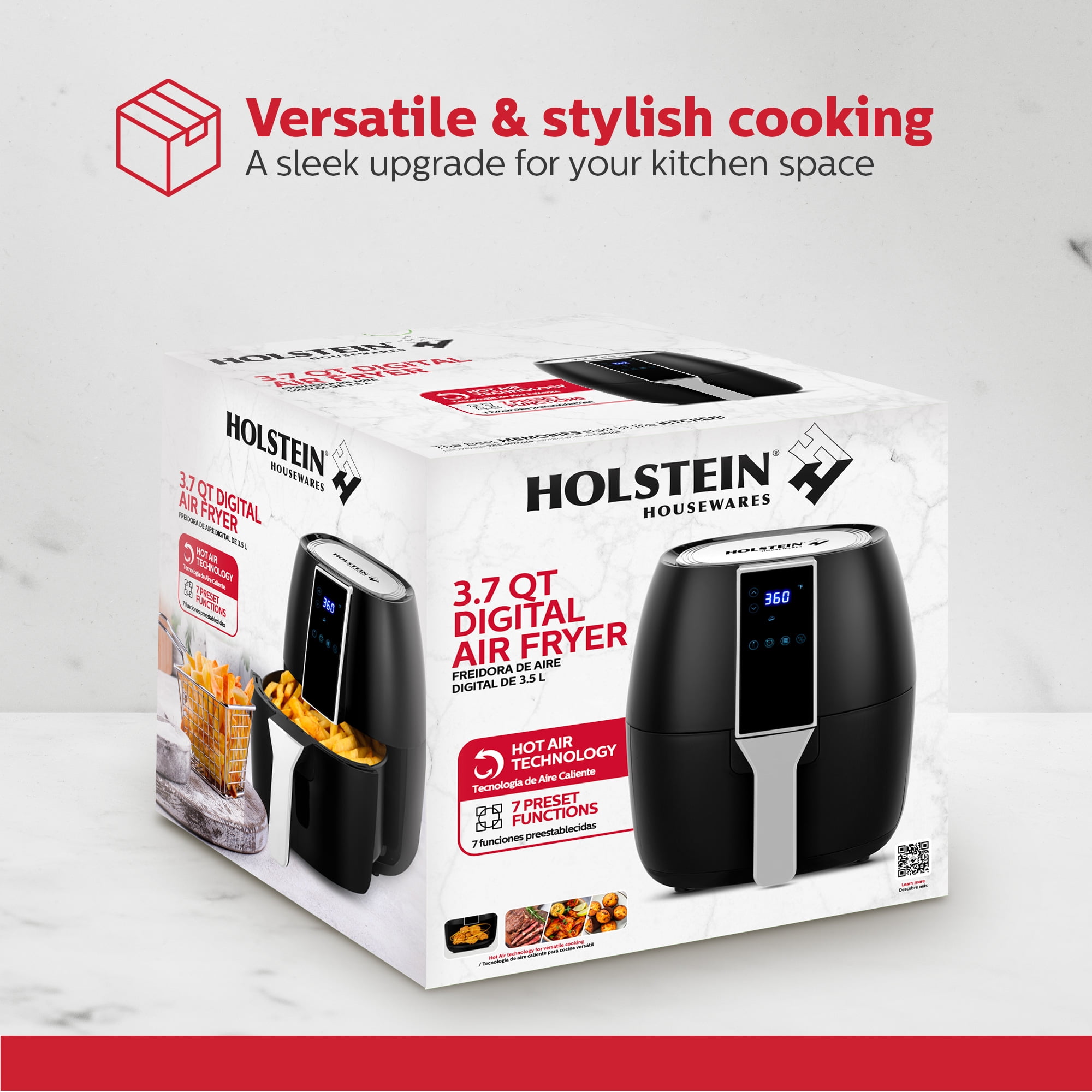 Holstein Housewares - 3.7QT Digital Air Fryer, Black - Convenient and User Friendly with Optimal Control Panel and Seven Cooking Presets - Image 4