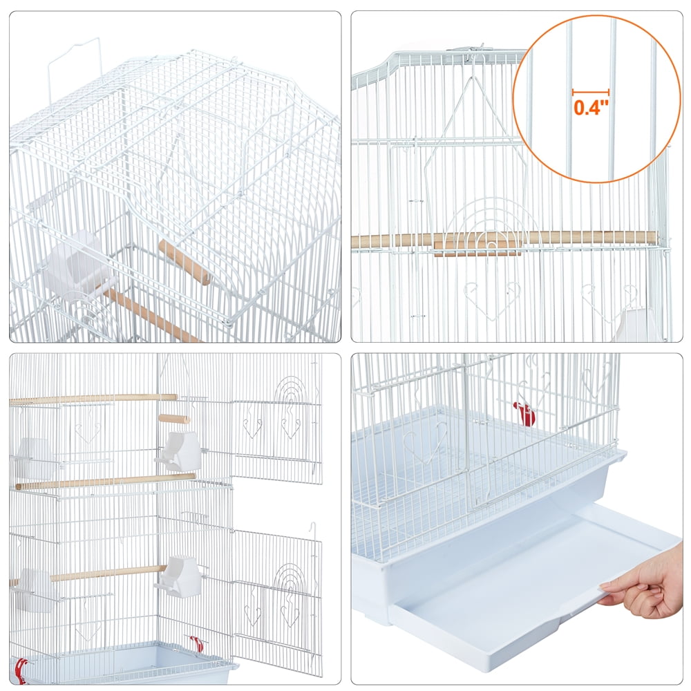 Alden Design 64" Large Rolling Metal Bird Cage with Open Top, White - Image 2