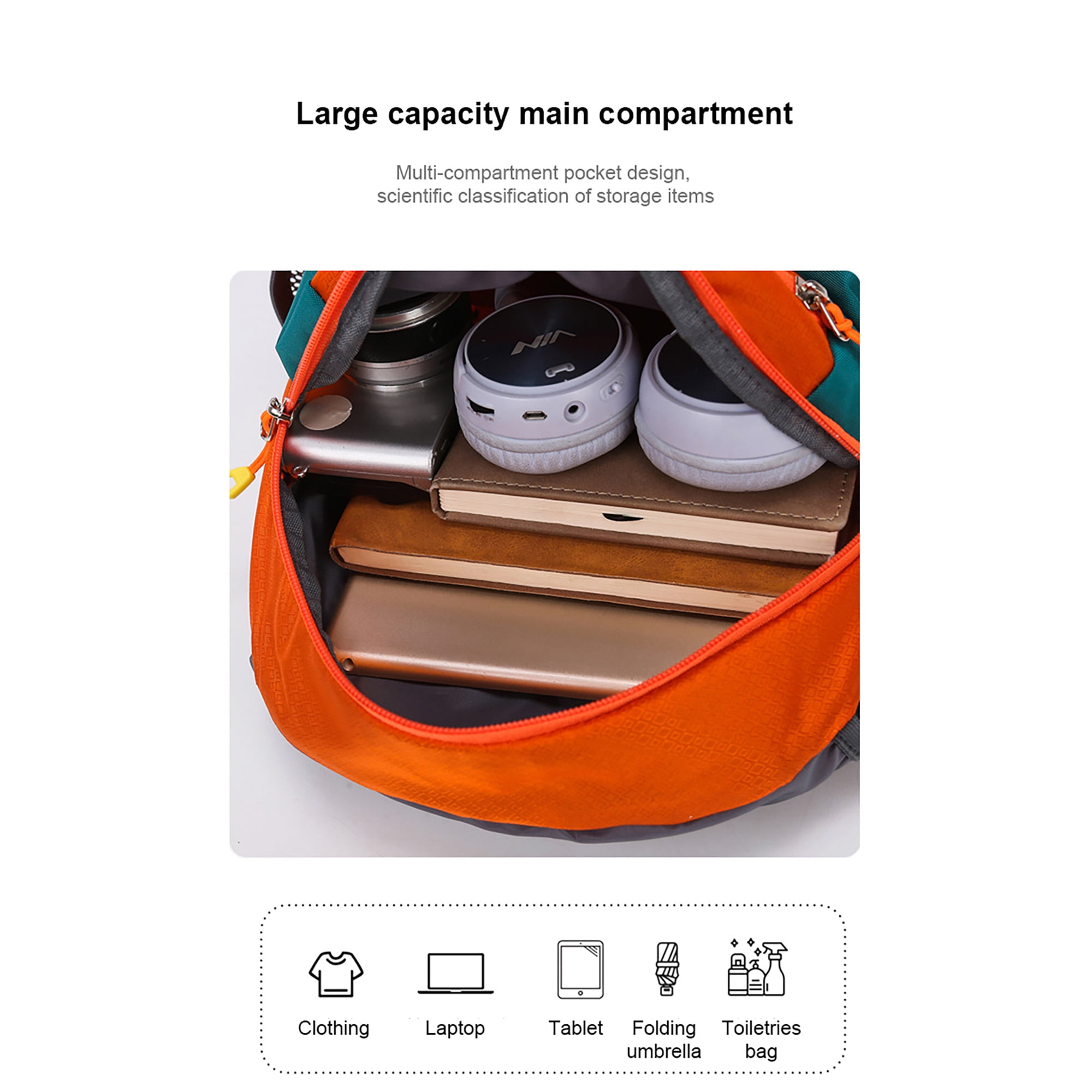 Manviss 15L Cycling Backpack Waterproof Climbing Daypack, Women Men, Orange - Image 3