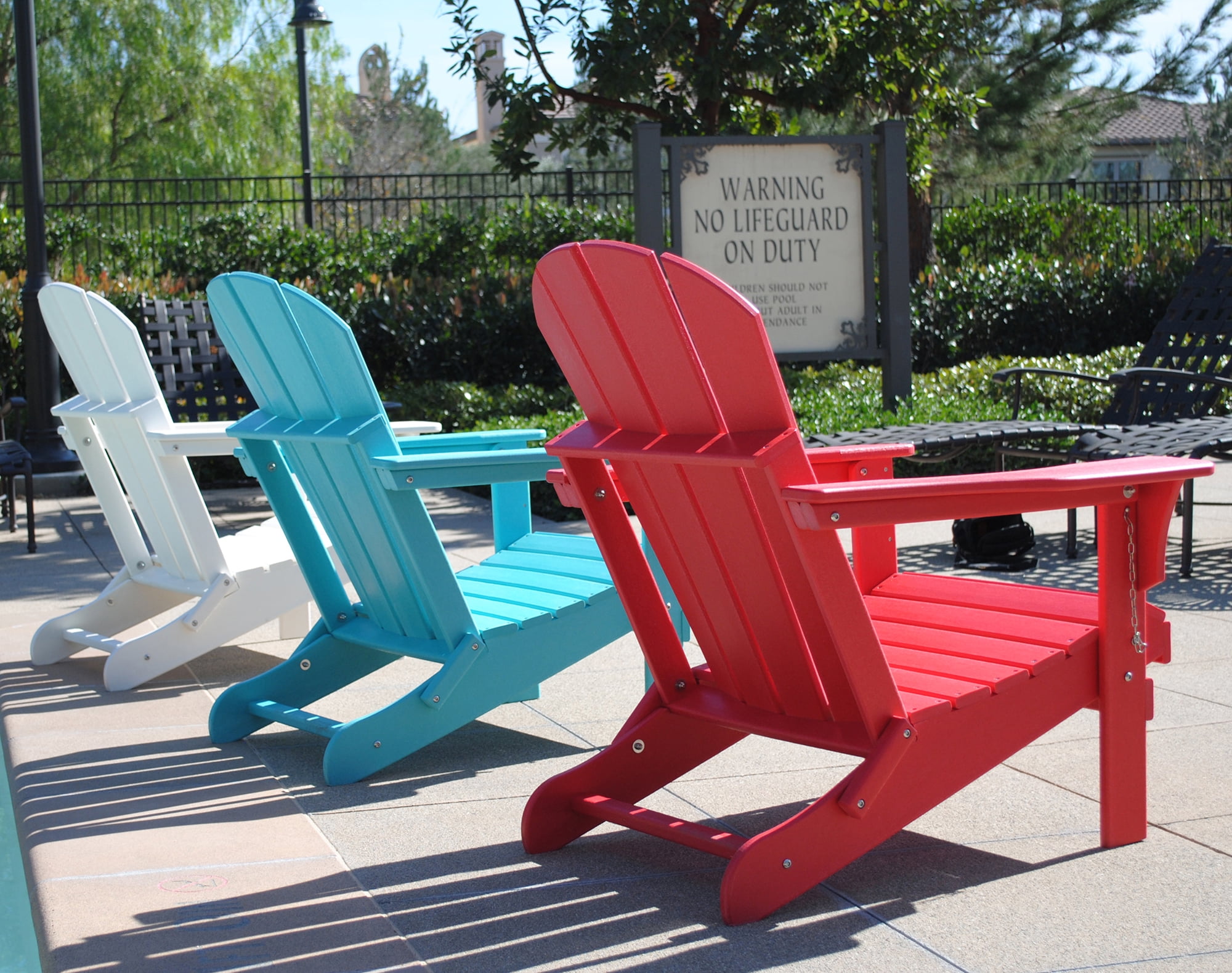Braxton Folding Plastic Adirondack Chair, White - Image 9