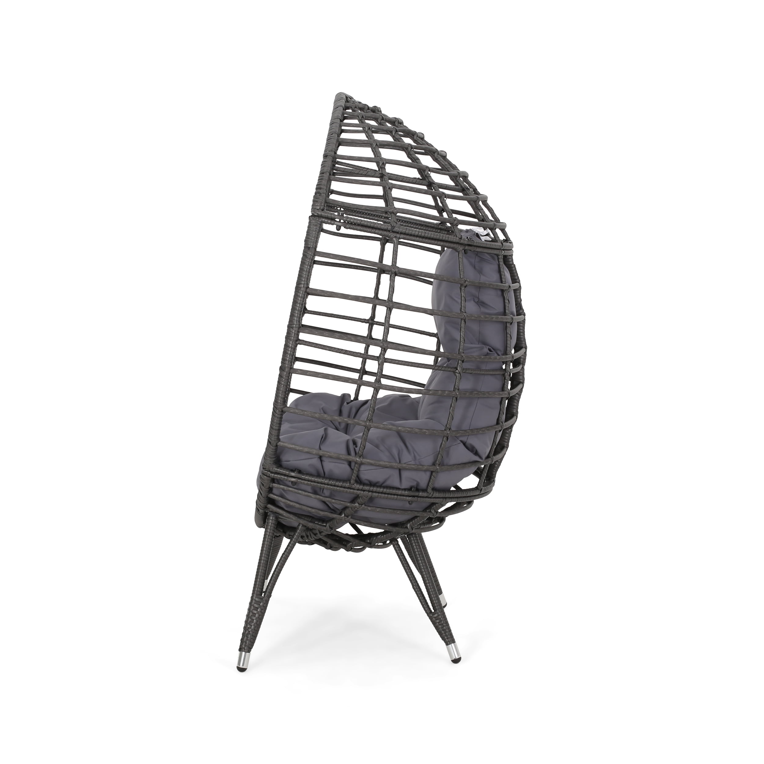 Noble House Savin Wicker Teardrop Chair in Gray and Dark Gray - Image 8