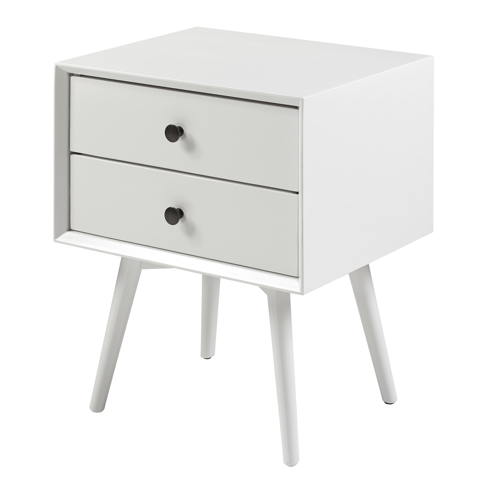 Walker Edison Mid Century Modern 2 Drawer Nightstand, White - Image 14