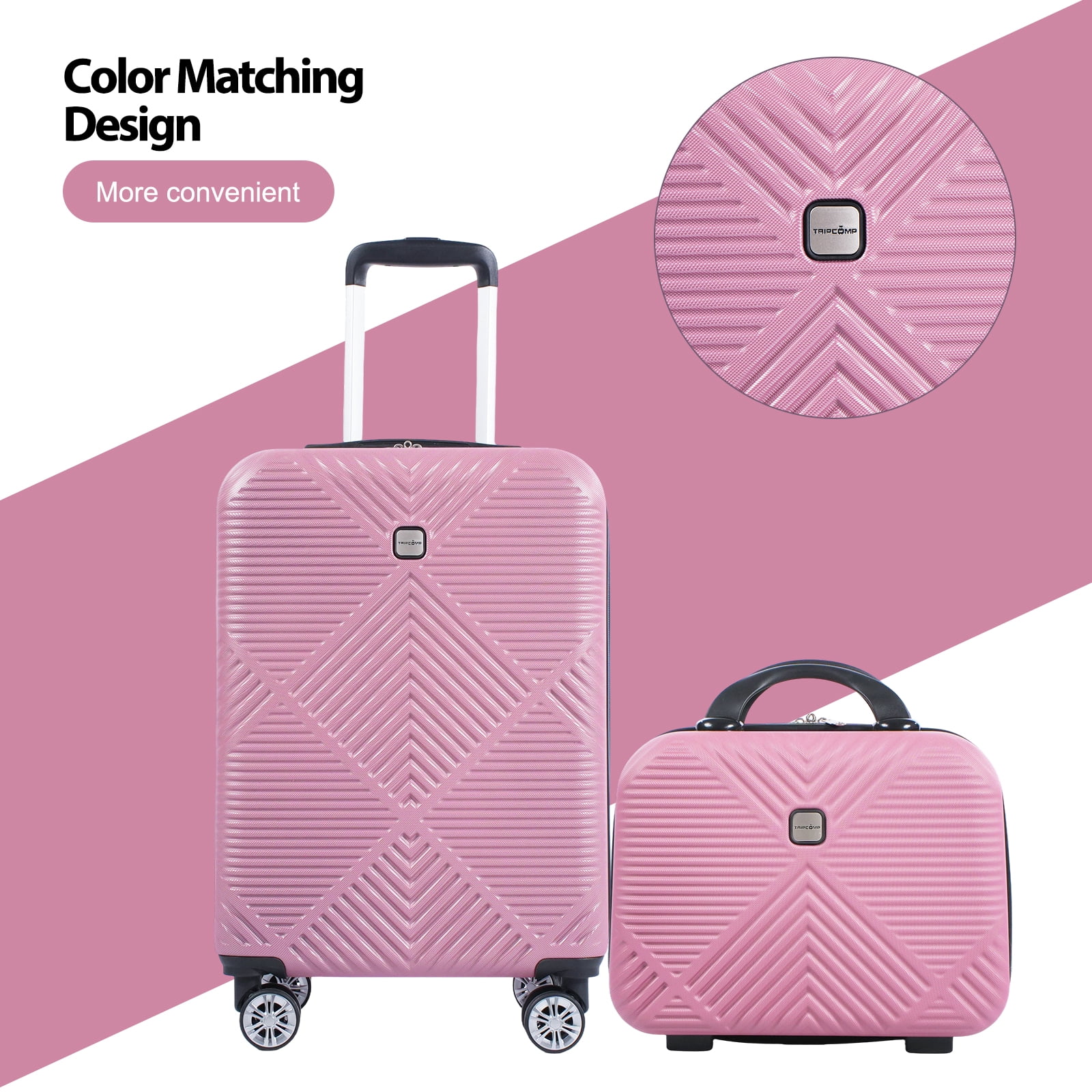 Tripcomp Luggage Sets 2 Piece Suitcase Set (14/20/)Hardside Suitcase with Spinner Wheels Lightweight Carry On Luggage(Pink) - Image 7