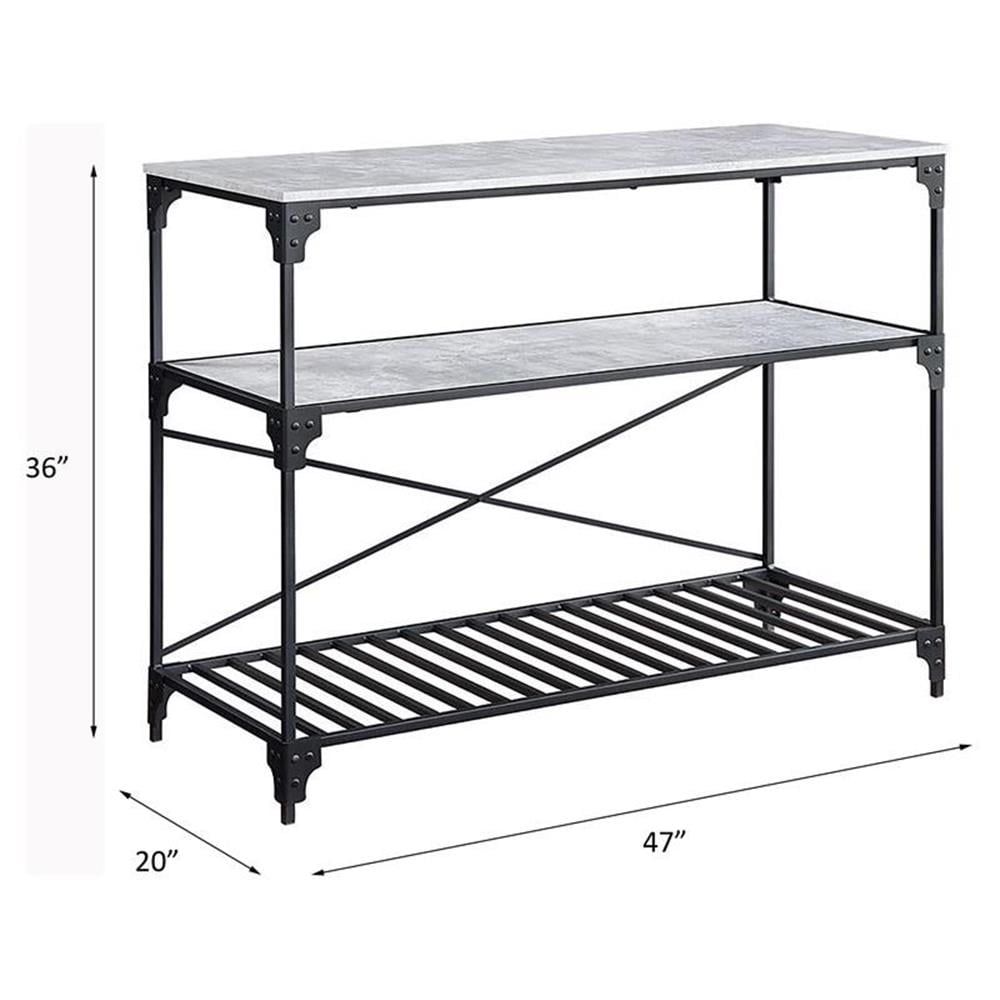 Acme Feivel Kitchen Island with Pull Out Table in Marble Top and Rustic Oak - Image 6