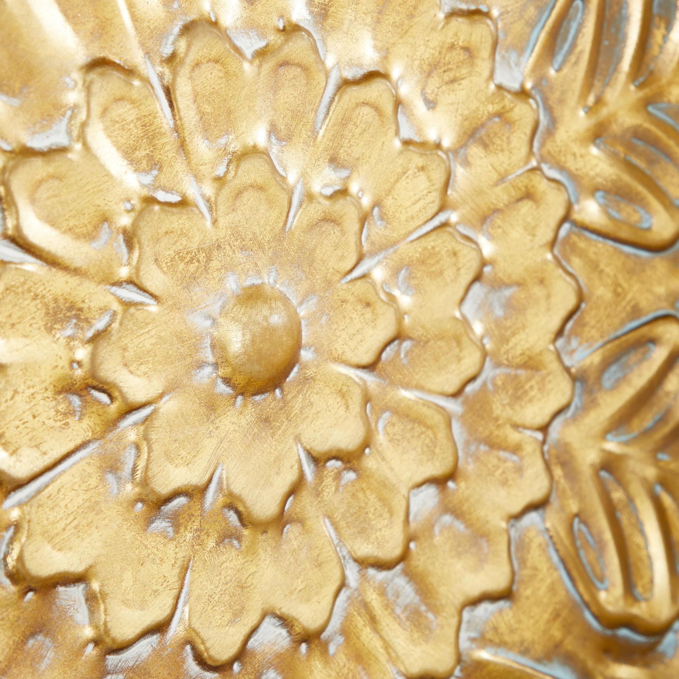DecMode Gold Metal Plate Wall Decor with Embossed Details - Image 3
