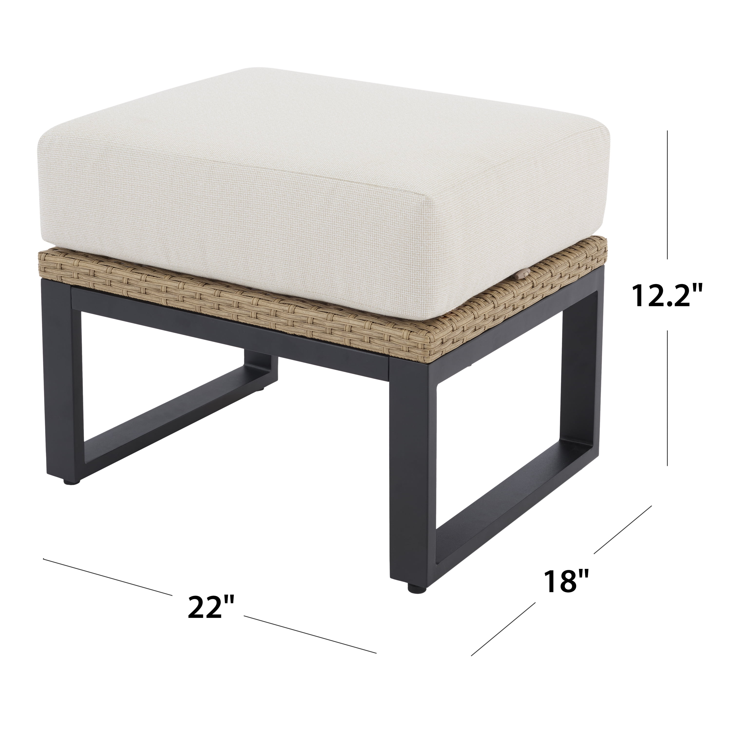 Better Homes & Gardens Ventura 2-Piece Outdoor Wicker Ottoman, Beige - Image 6