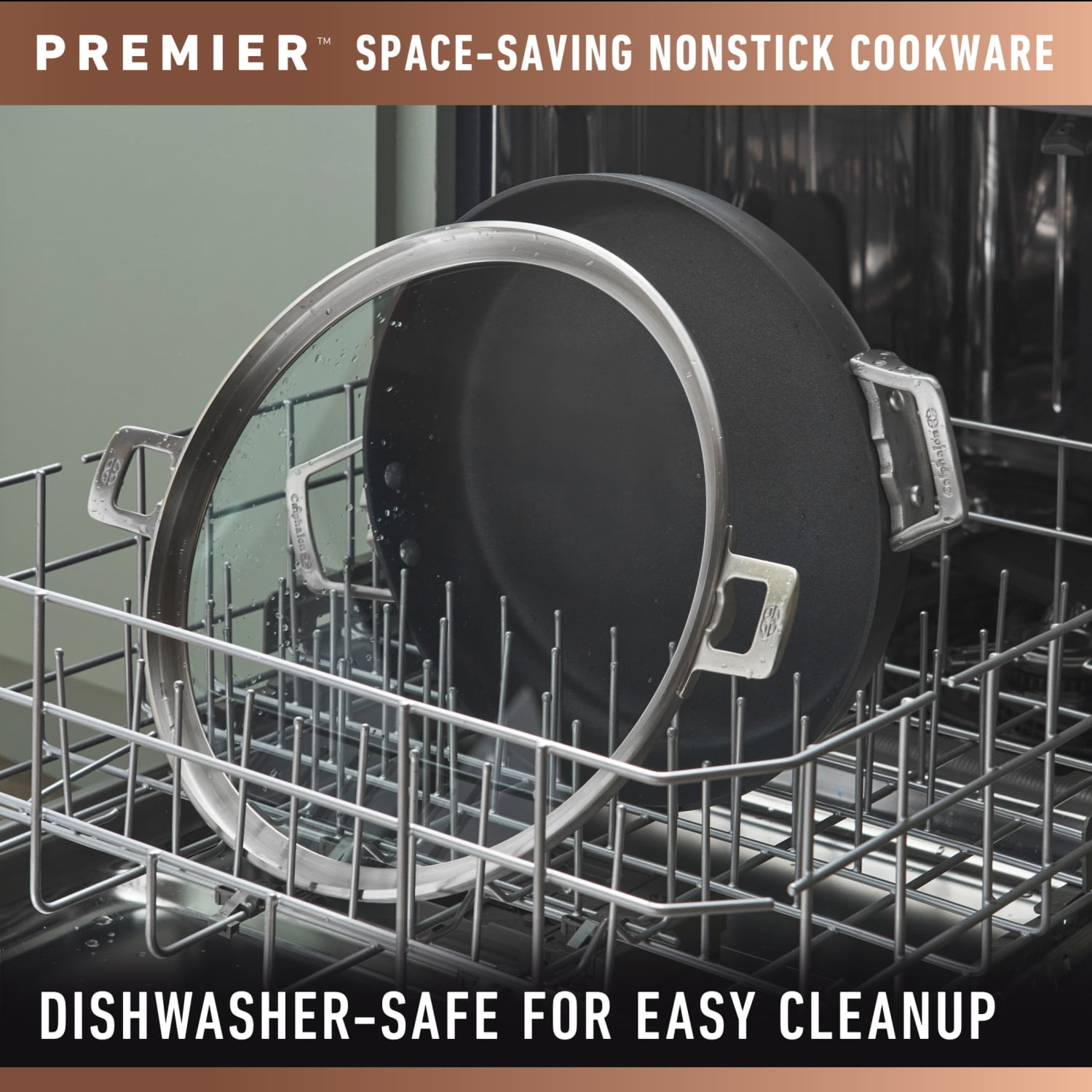 Calphalon Premier Space-Saving Hard-Anodized Nonstick 12-Inch Everyday Pan with Lid - Image 4