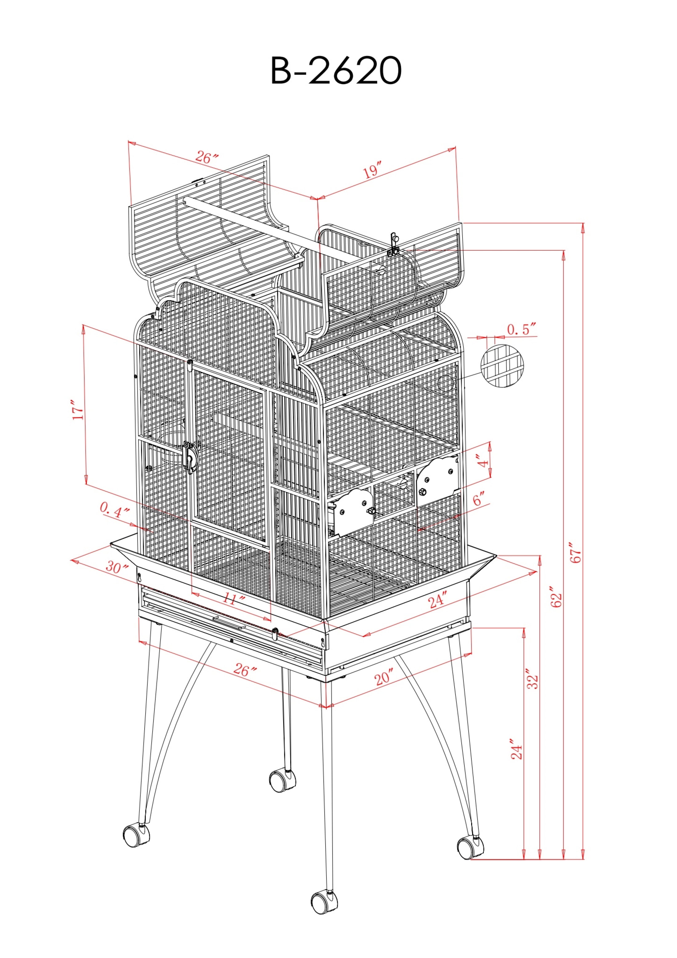 MA3221FL Platinum Elegant Style Flight Bird Cage, by A&E Cage Company - Image 2