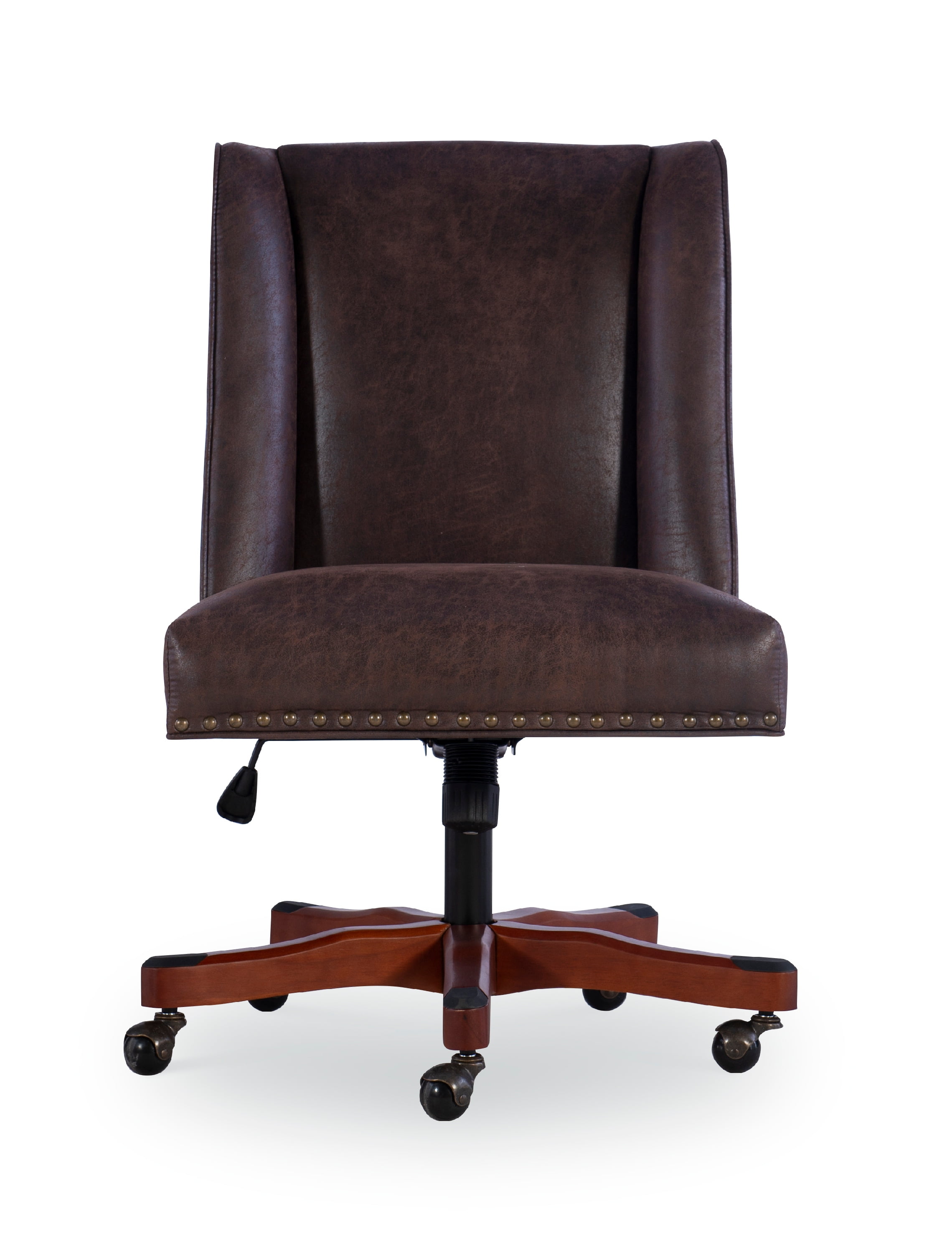 Linon Draper Faux Leather High Back Swivel Task Chair, Brown - Image 7