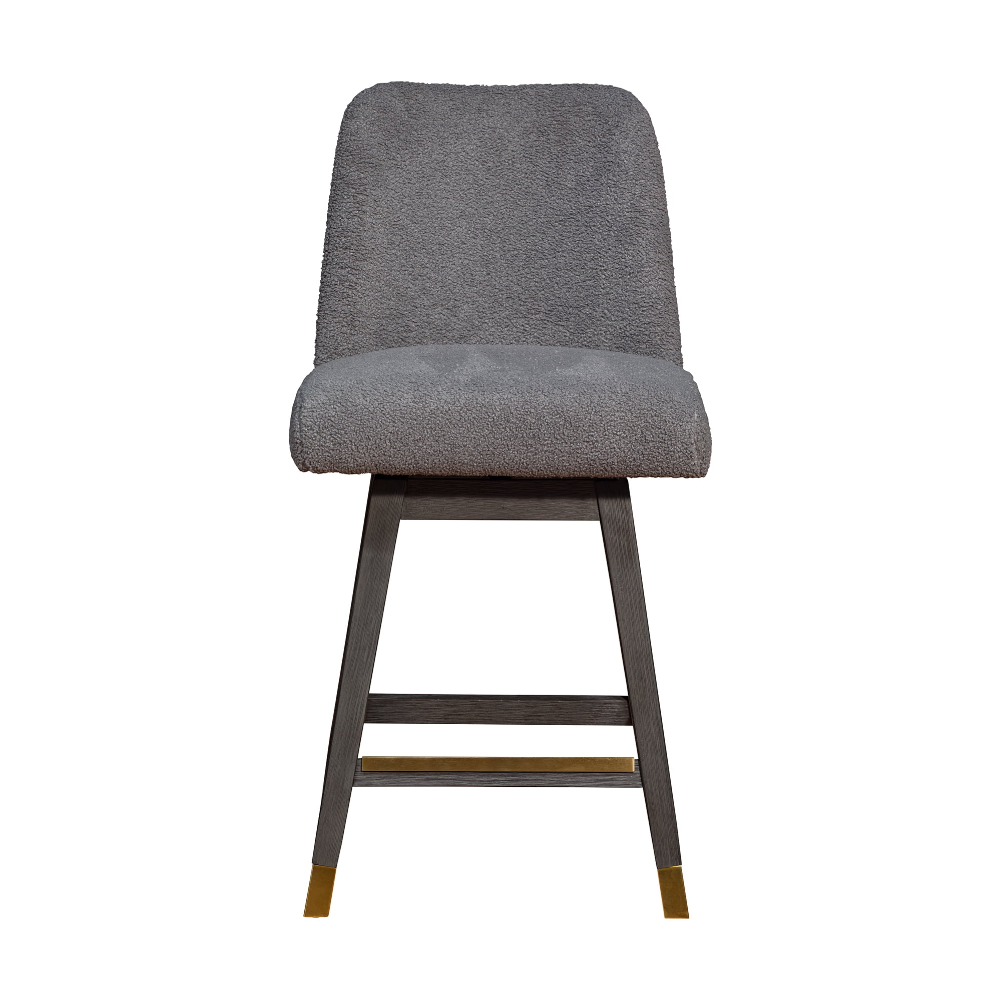Armen Living Indoor Amalie Swivel Counter Stool in Gray Oak Wood Finish with Gray Boucle Fabric - Image 12