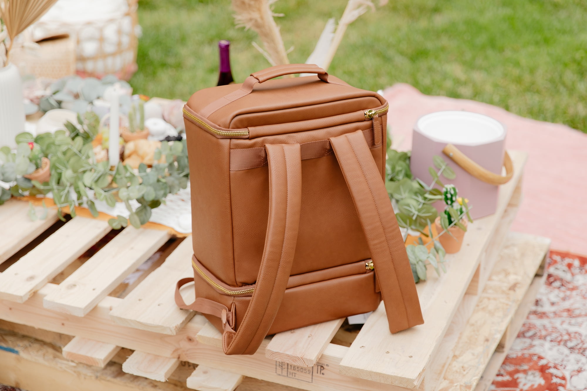 Igloo Luxe Dual Compartment Backpack 16 cans Soft Cooler, Cognac Brown - Image 2